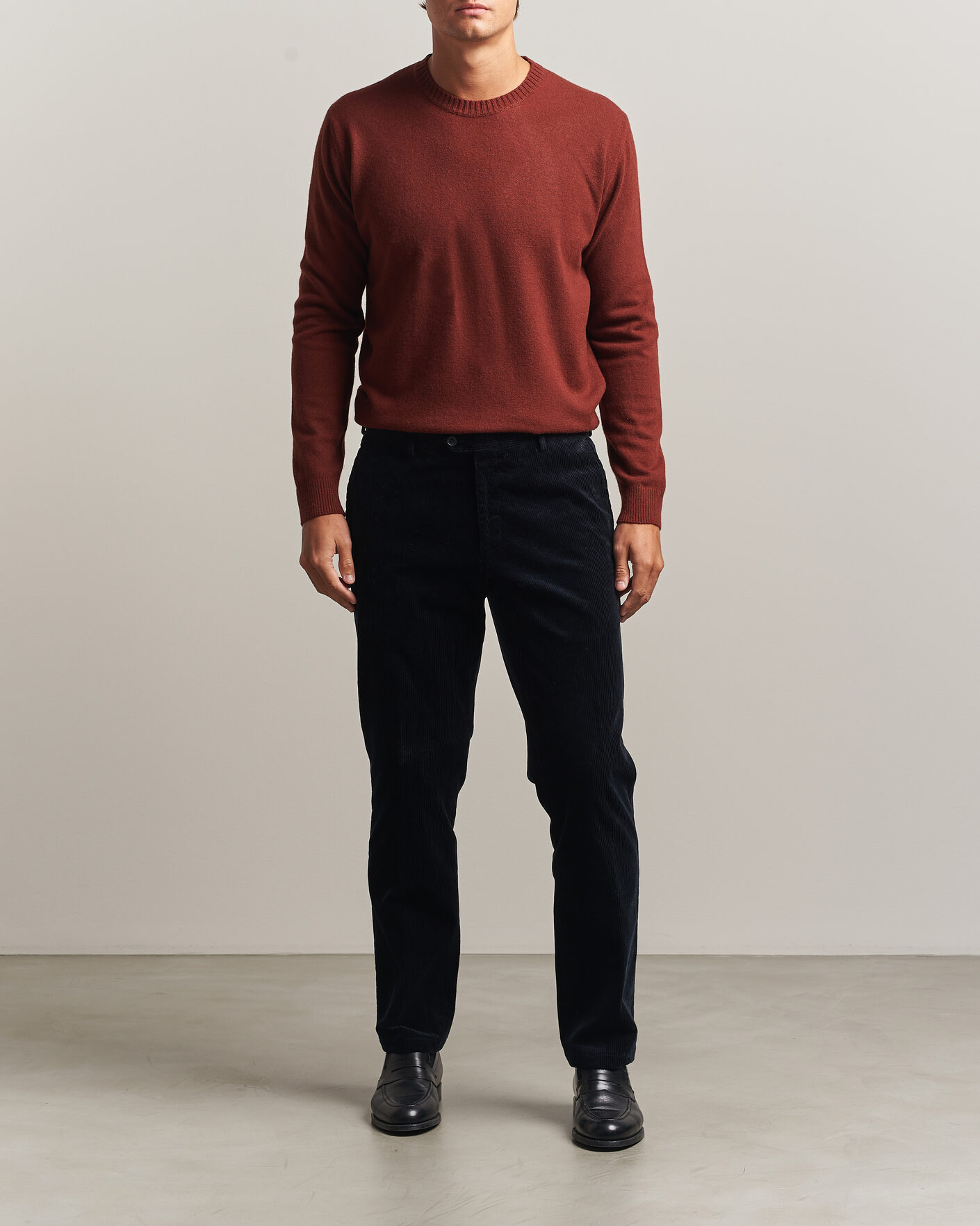 Herren | Pullover | Oscar Jacobson | Valter Wool/Cashmere Round Neck Orange Rust