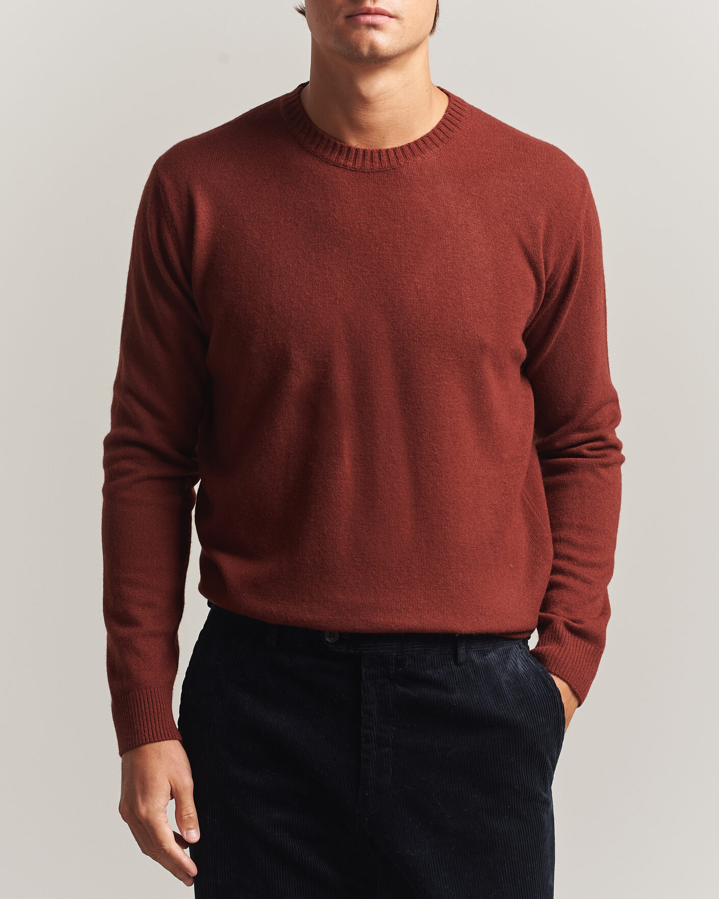 Herren | Pullover | Oscar Jacobson | Valter Wool/Cashmere Round Neck Orange Rust