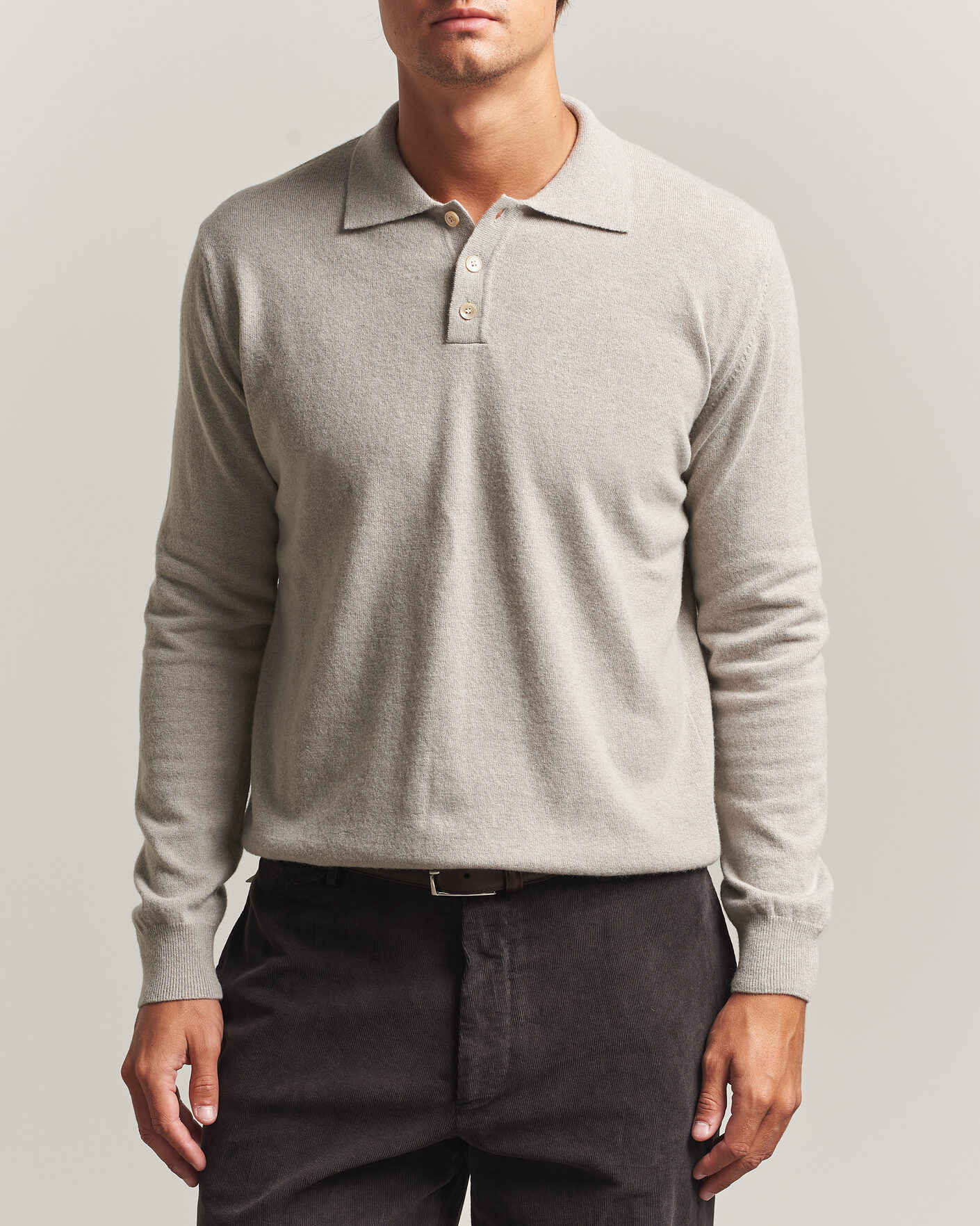 Herren | Pullover | Oscar Jacobson | Pepe Wool/Cashmere Polo Light Beige