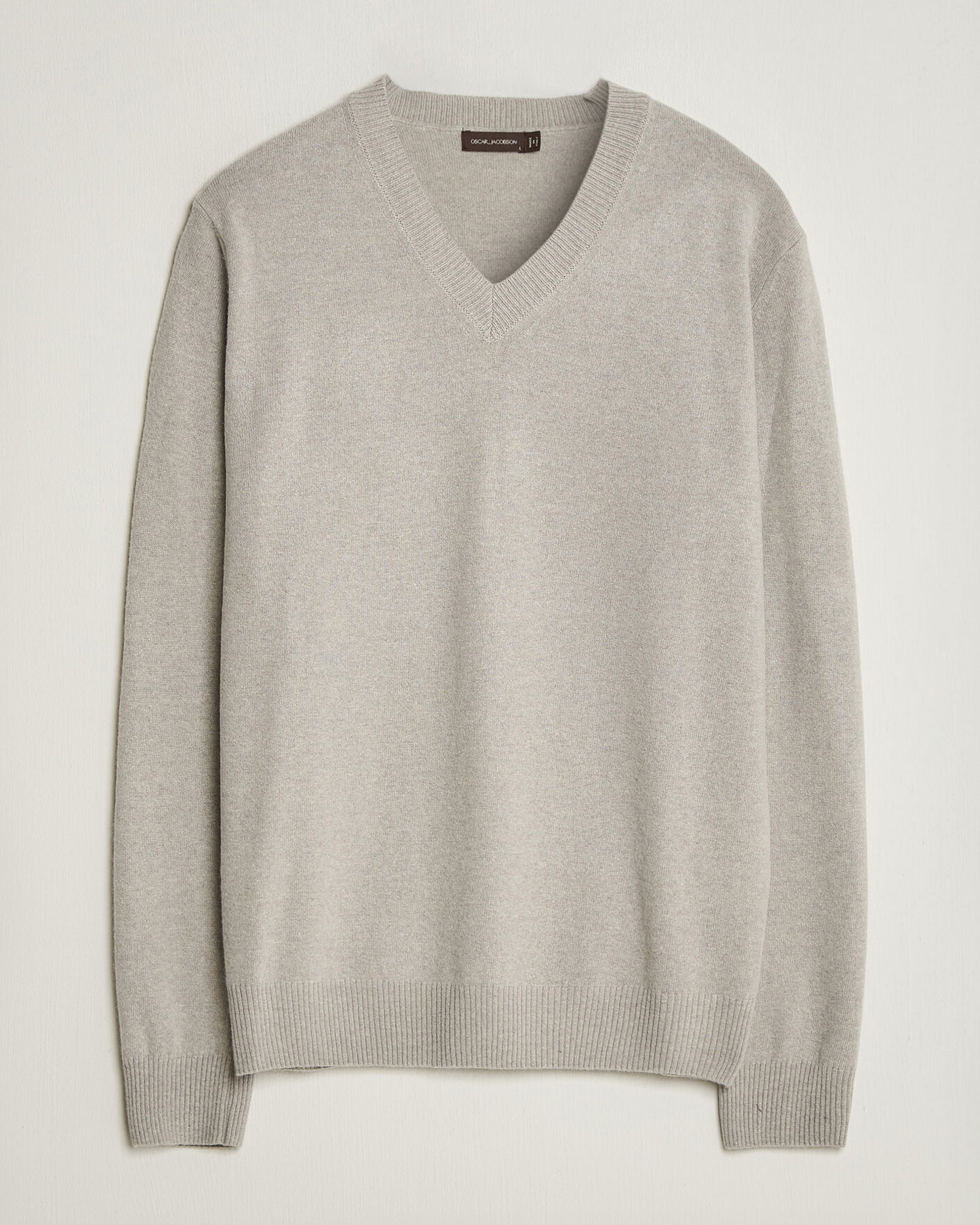Herren | Pullover | Oscar Jacobson | Gregor Wool/Cashmere V-Neck Light Beige