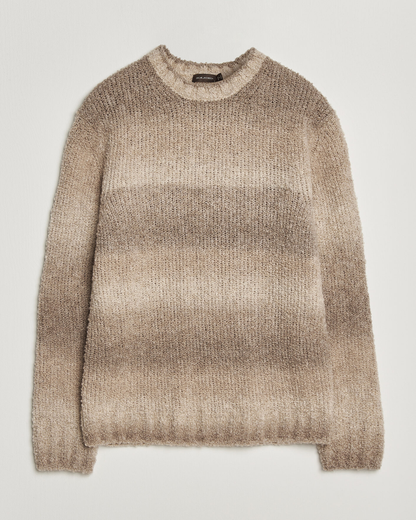 Herren | Pullover | Oscar Jacobson | Ronnie Heavy Knitted Wool Crewneck Beige