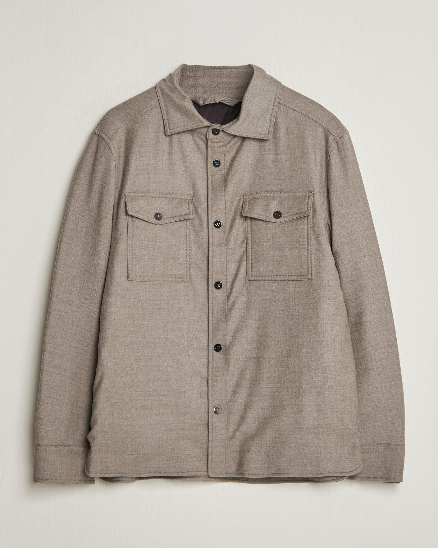 Herren | Jacken | Oscar Jacobson | Nylon/Wool Padded Shirt Jacket Taupe
