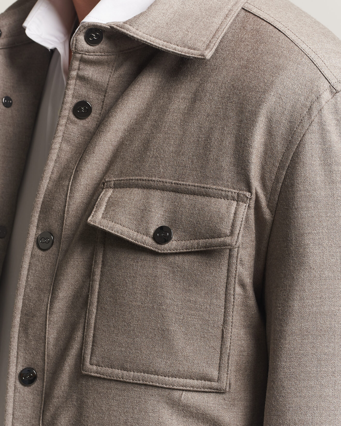 Herren | Jacken | Oscar Jacobson | Nylon/Wool Padded Shirt Jacket Taupe