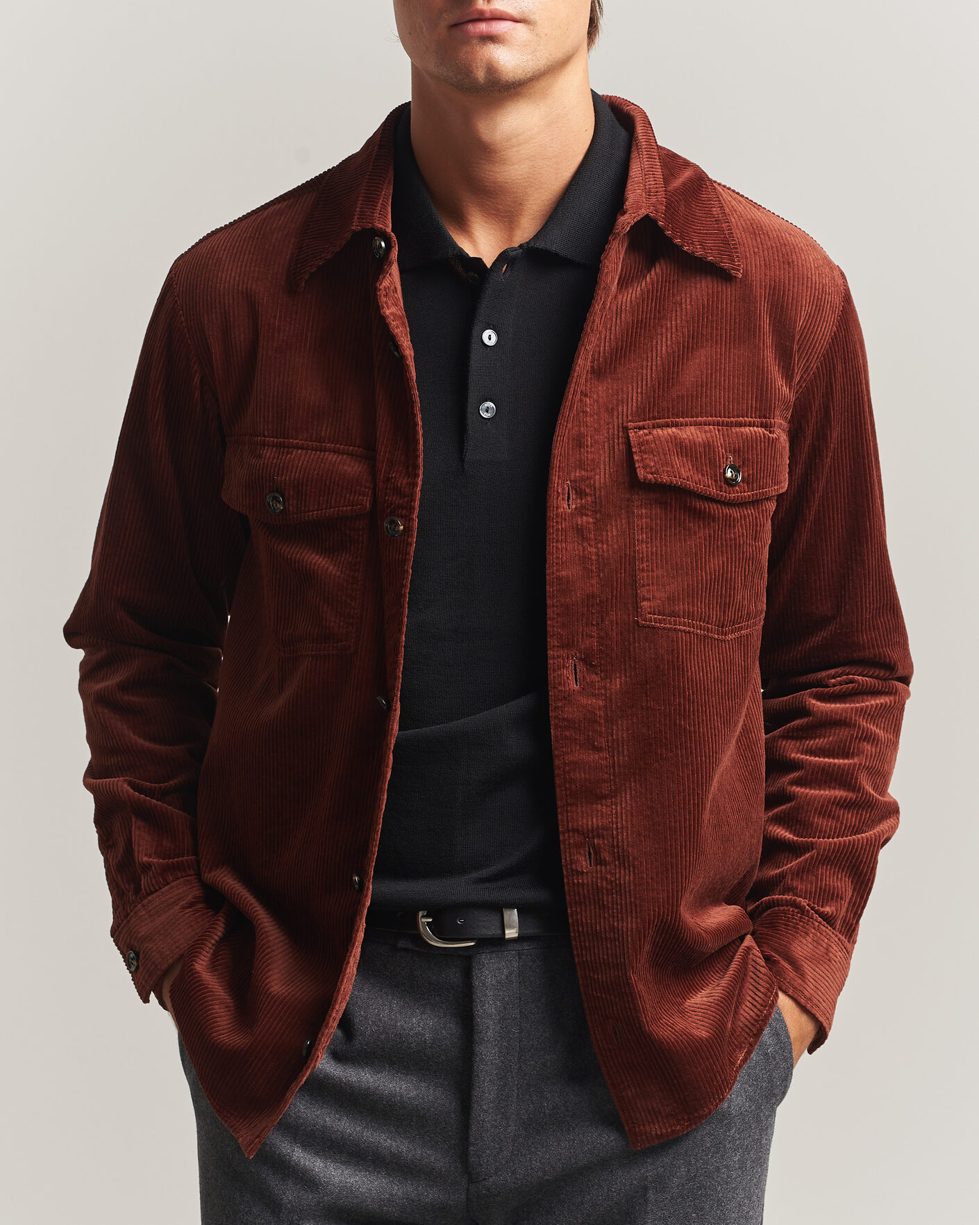 Herren | Hemden | Oscar Jacobson | Magnus Cord Shirt Jacket Burgundy