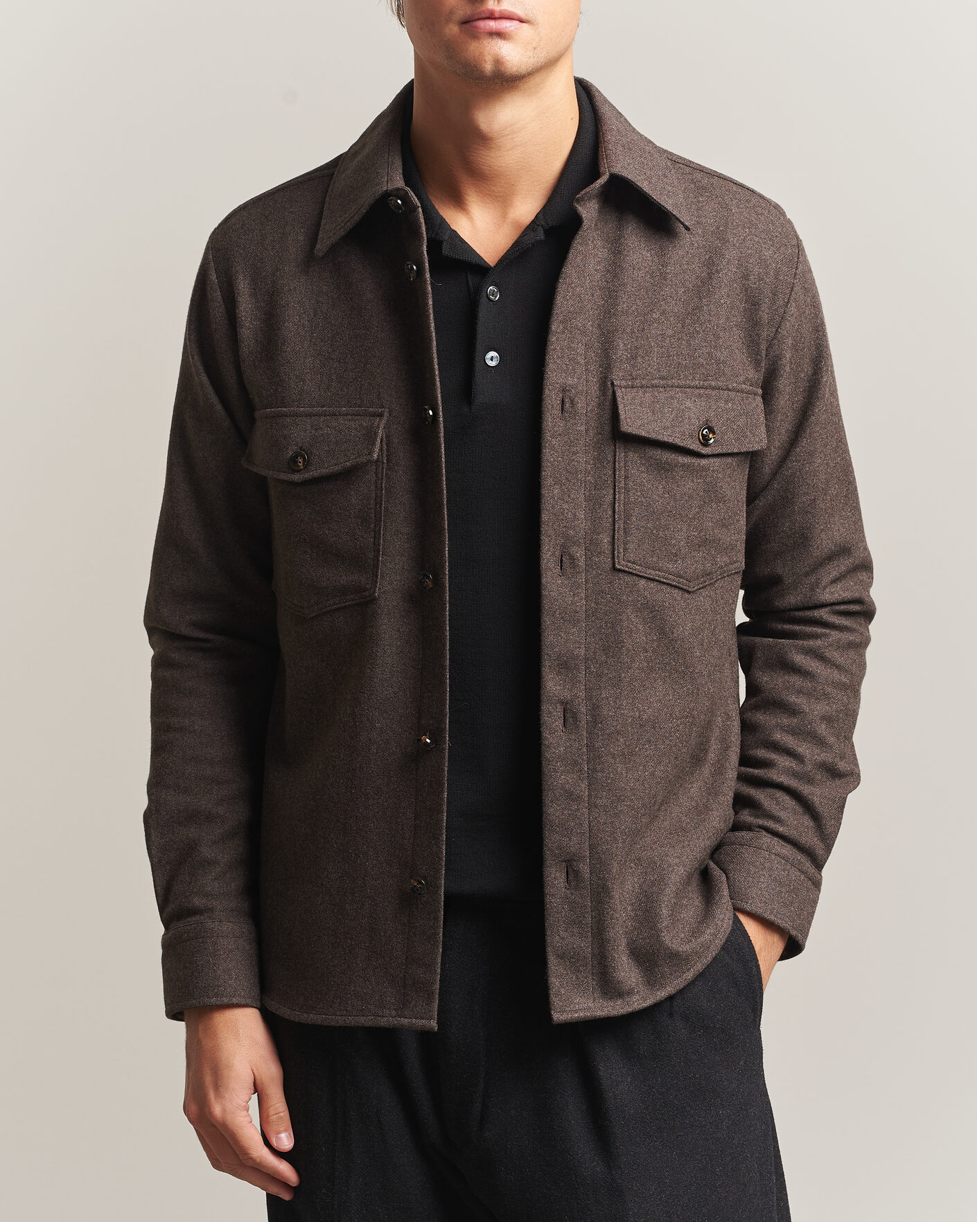 Herren | Hemden | Oscar Jacobson | Magnus Wool Shirt Jacket Brown