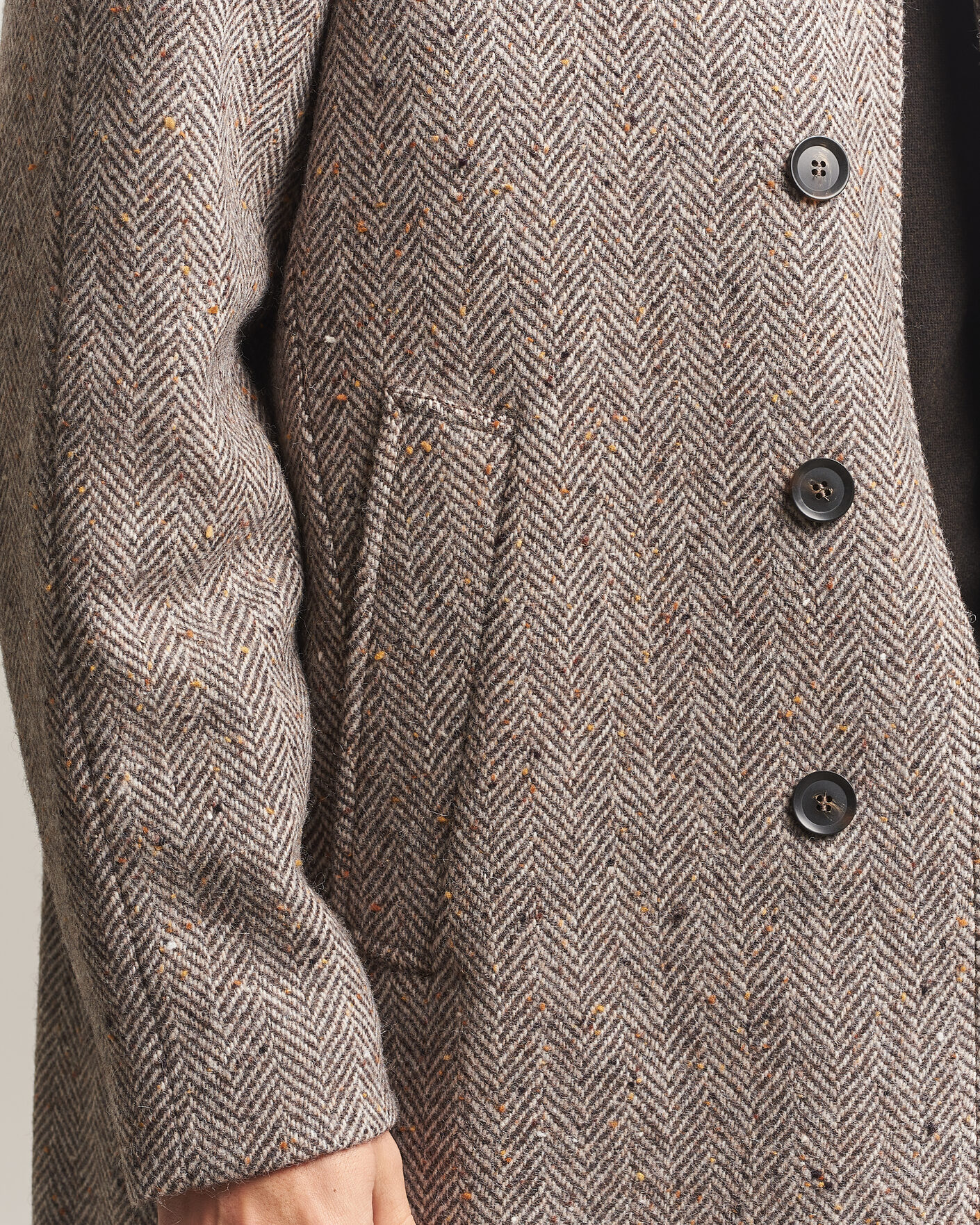 Herren | Jacken | Oscar Jacobson | Raglan Herringbone Wool Coat Beige