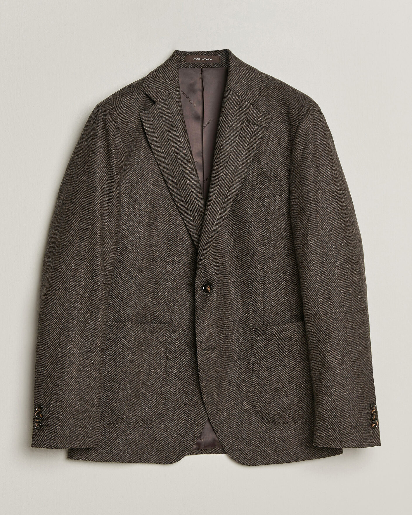 Herren | Sakkos | Oscar Jacobson | Fogerty Herringbone Wool Blazer Brown
