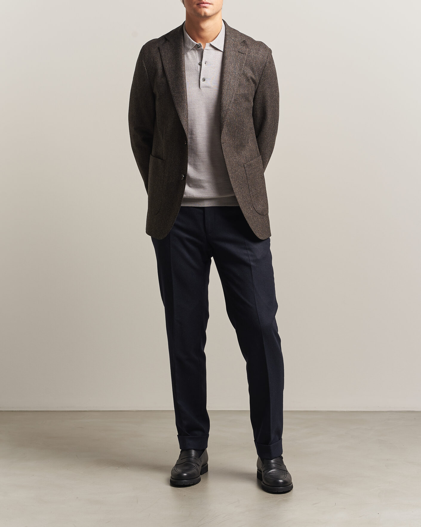 Herren | Sakkos | Oscar Jacobson | Fogerty Herringbone Wool Blazer Brown