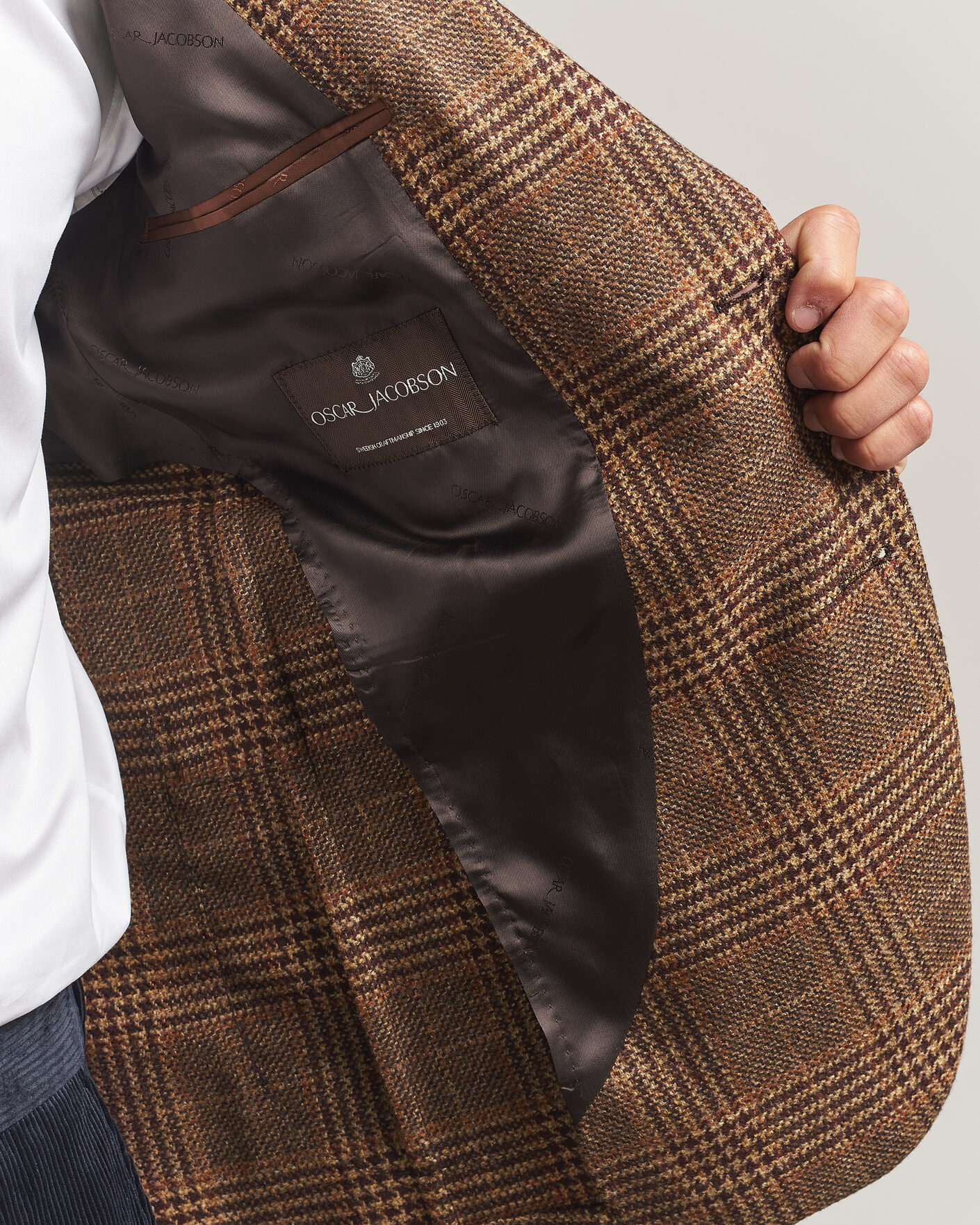 Herren | Sakkos | Oscar Jacobson | Ferry Patch Checked Wool/Cashmere Blazer Brown