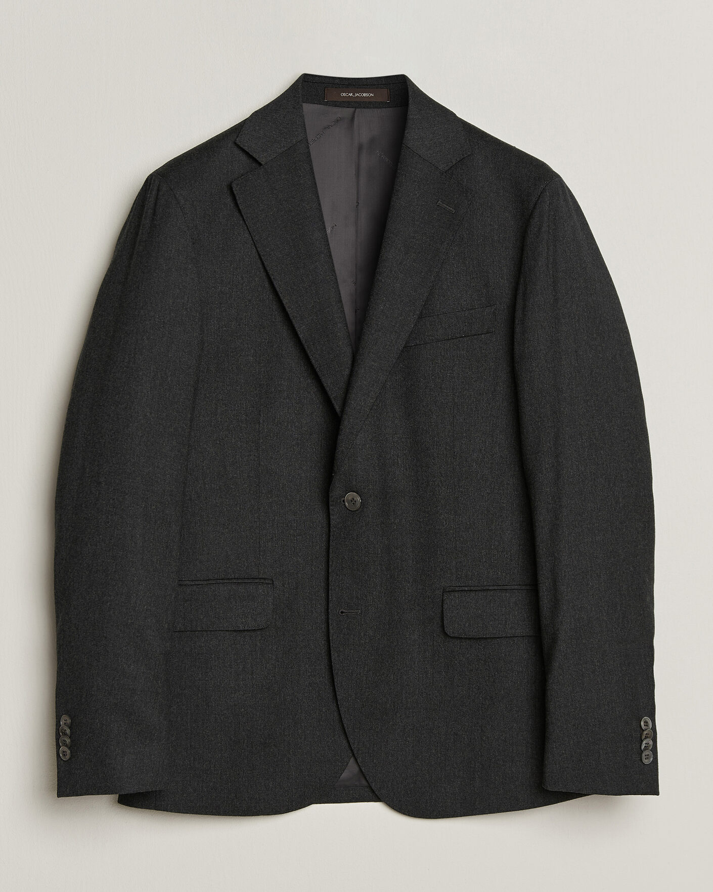 Herren | Sakkos | Oscar Jacobson | Fogerty Wool Flannel Blazer Charcoal
