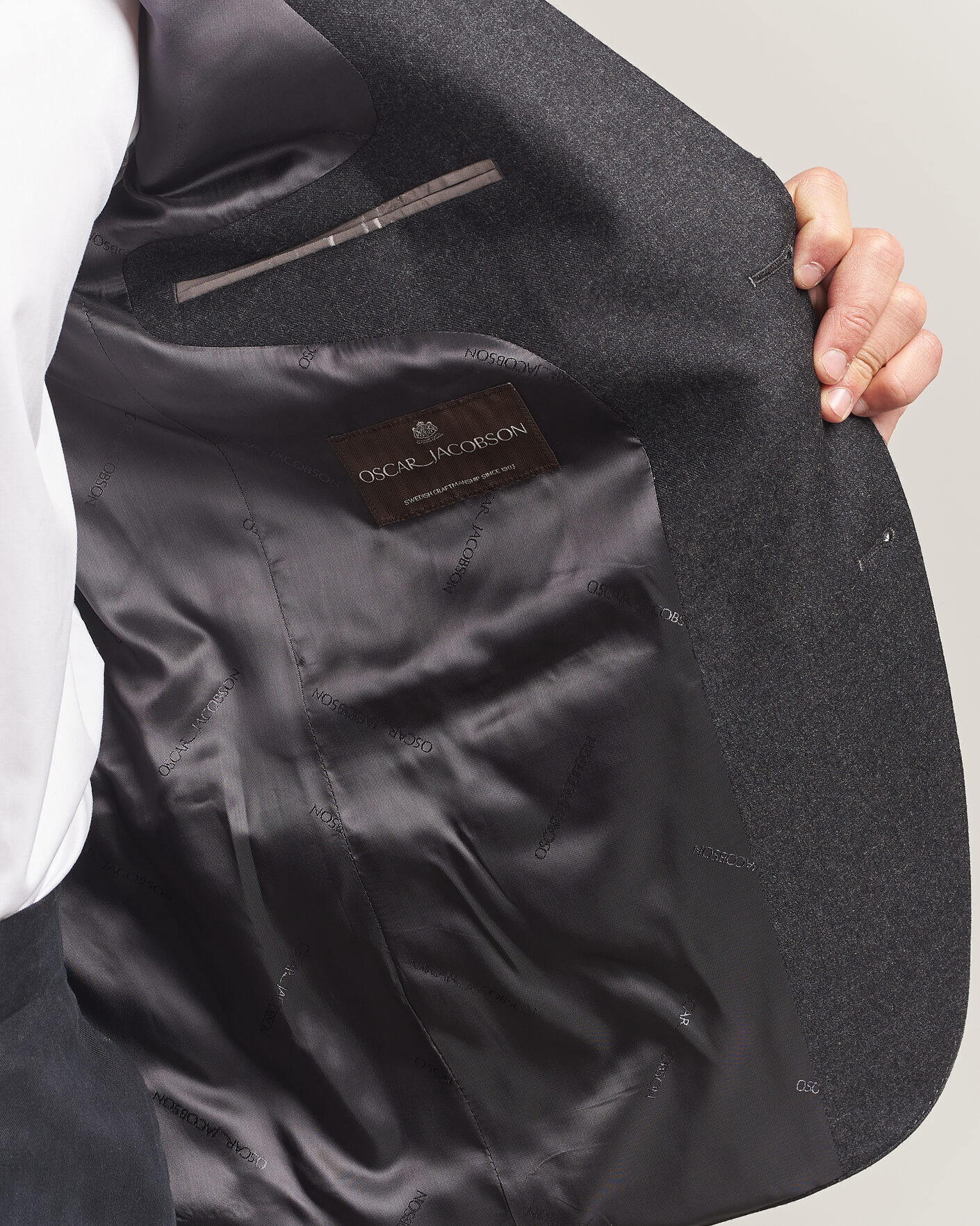 Herren | Sakkos | Oscar Jacobson | Fogerty Wool Flannel Blazer Charcoal