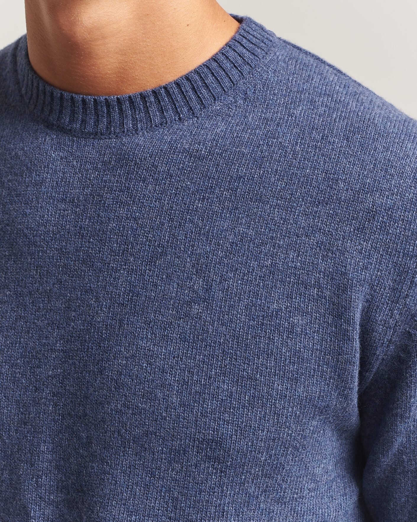 Herren | Pullover | Stenströms | Brushed Merino Crew Neck Blue