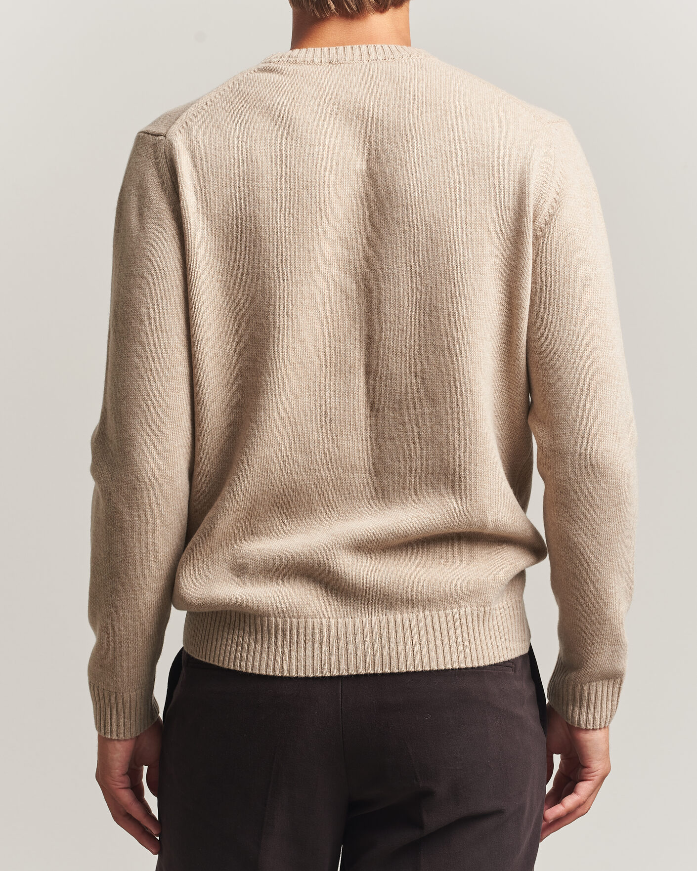 Herren | Pullover | Stenströms | Brushed Merino Crew Neck Beige