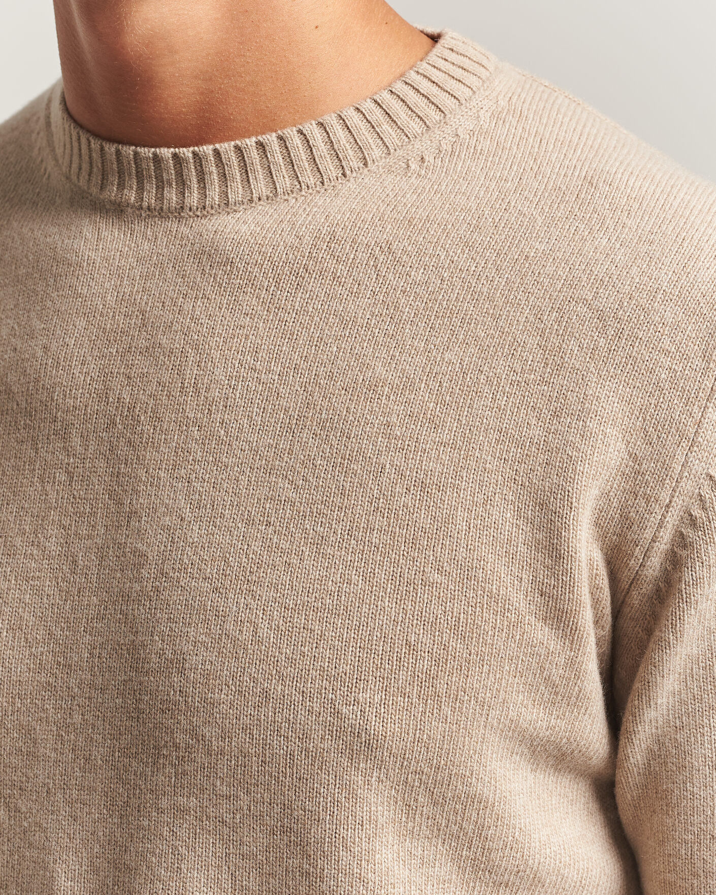 Herren | Pullover | Stenströms | Brushed Merino Crew Neck Beige