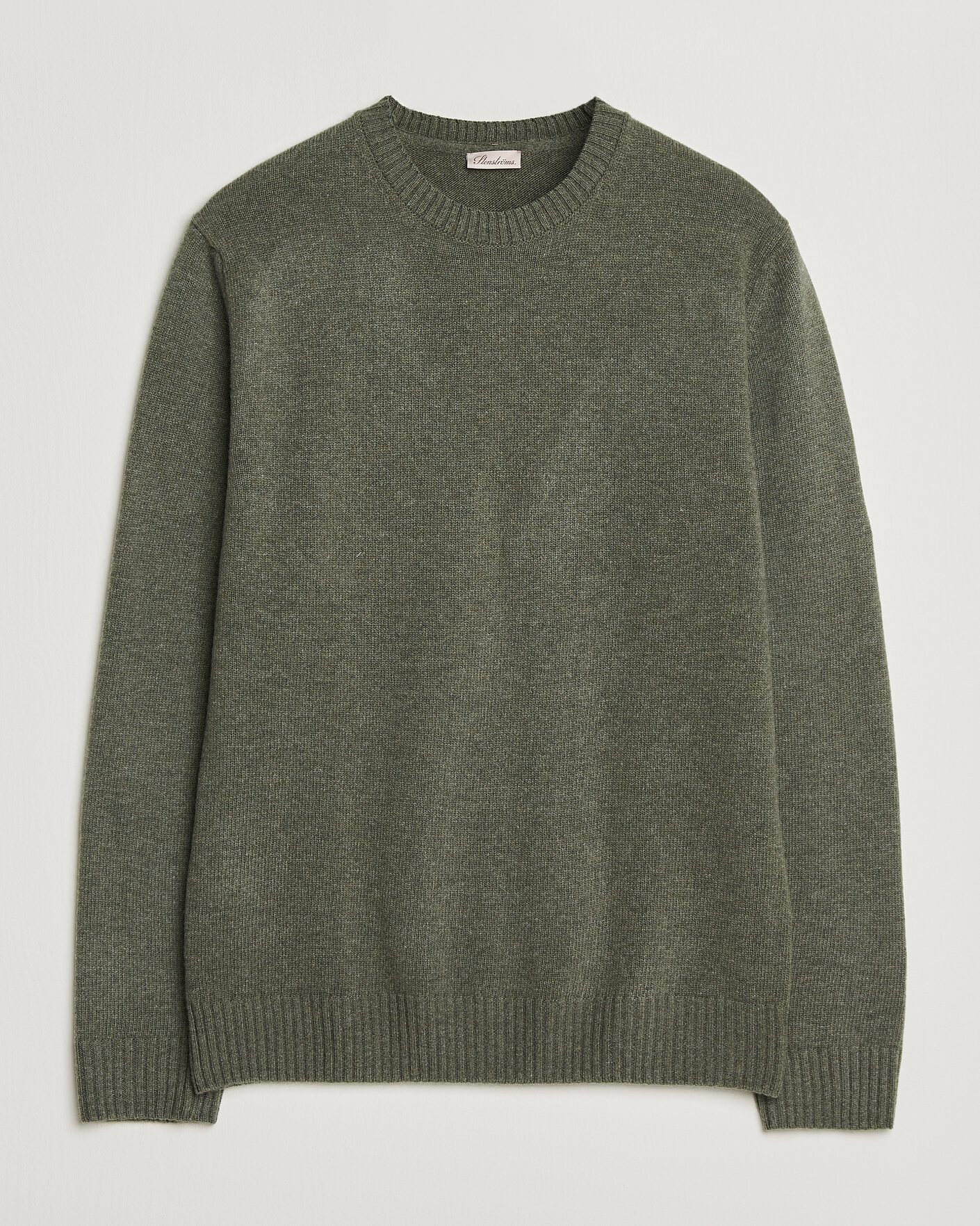 Herren | Pullover | Stenströms | Brushed Merino Crew Neck Green