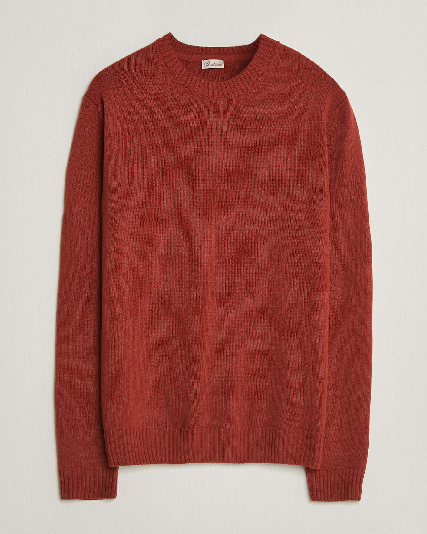 Herren | Pullover | Stenströms | Brushed Merino Crew Neck Burnt Orange