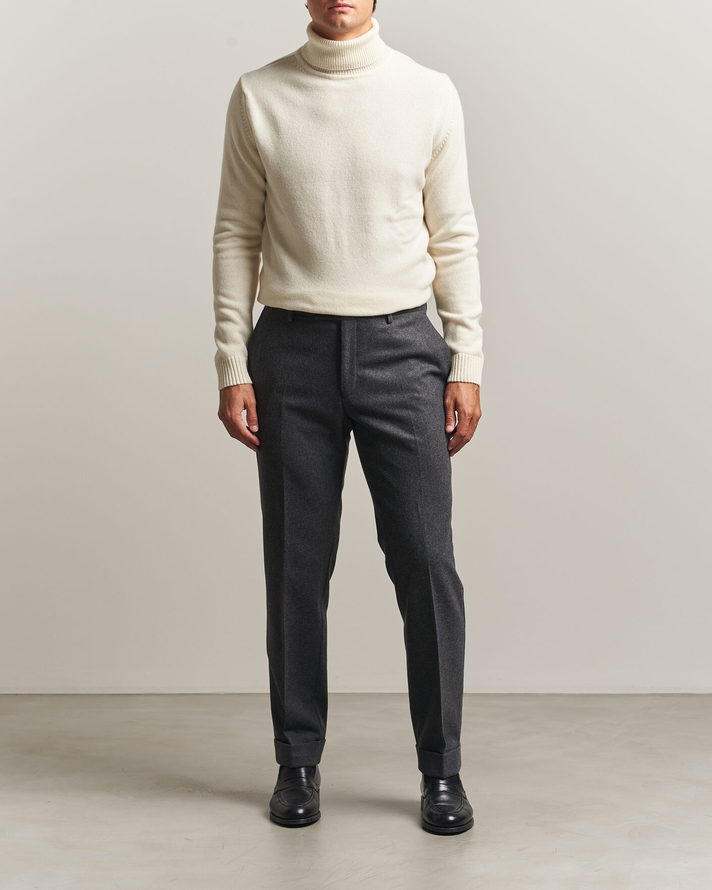 Herren | Pullover | Stenströms | Brushed Merino Rollneck Off White