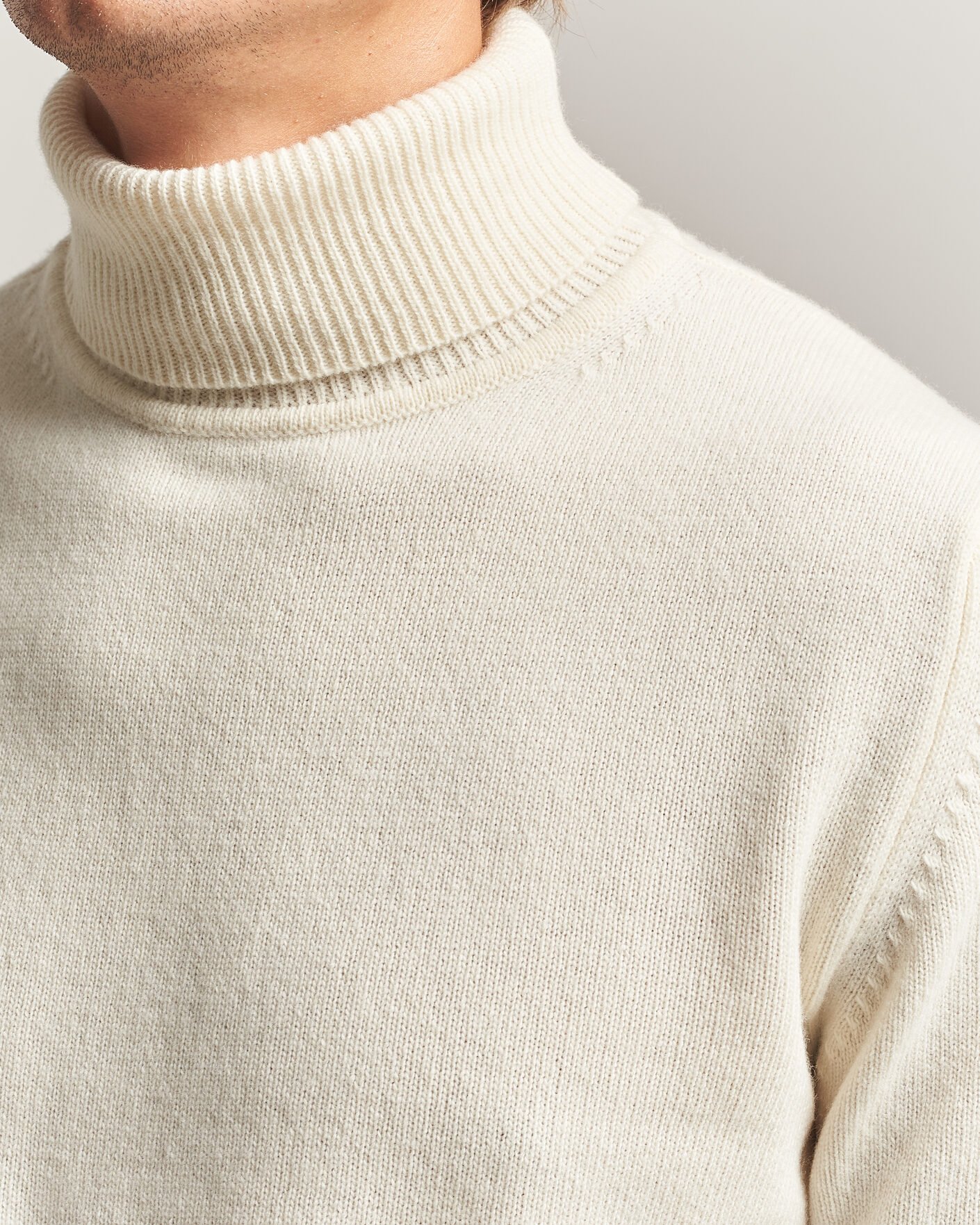 Herren | Pullover | Stenströms | Brushed Merino Rollneck Off White