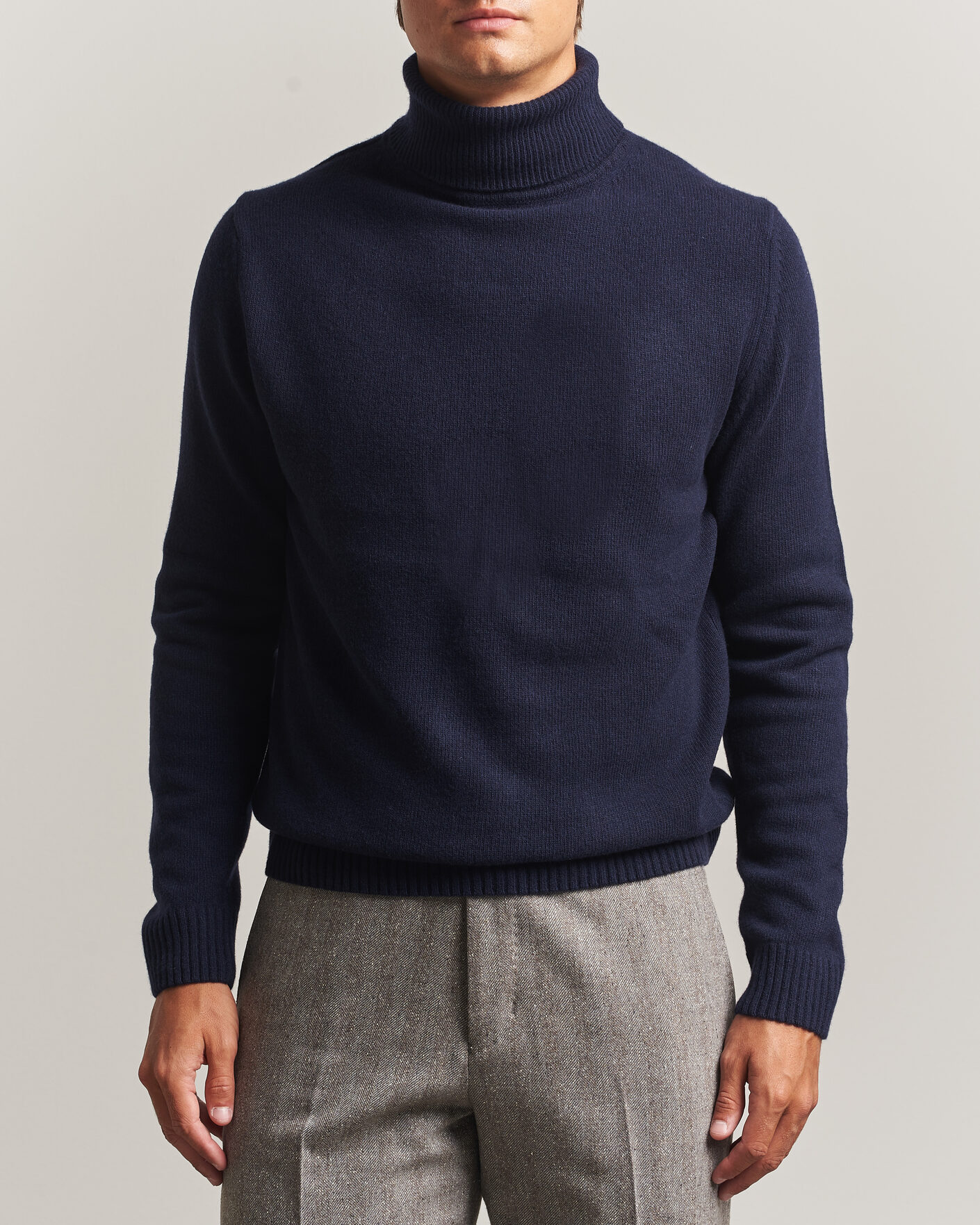 Herren | Pullover | Stenströms | Brushed Merino Rollneck Navy