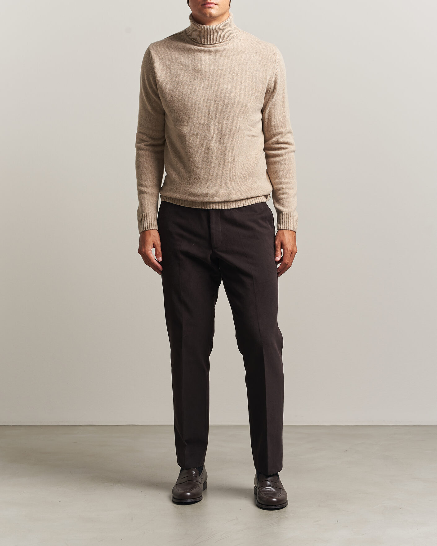 Herren | Pullover | Stenströms | Brushed Merino Rollneck Beige