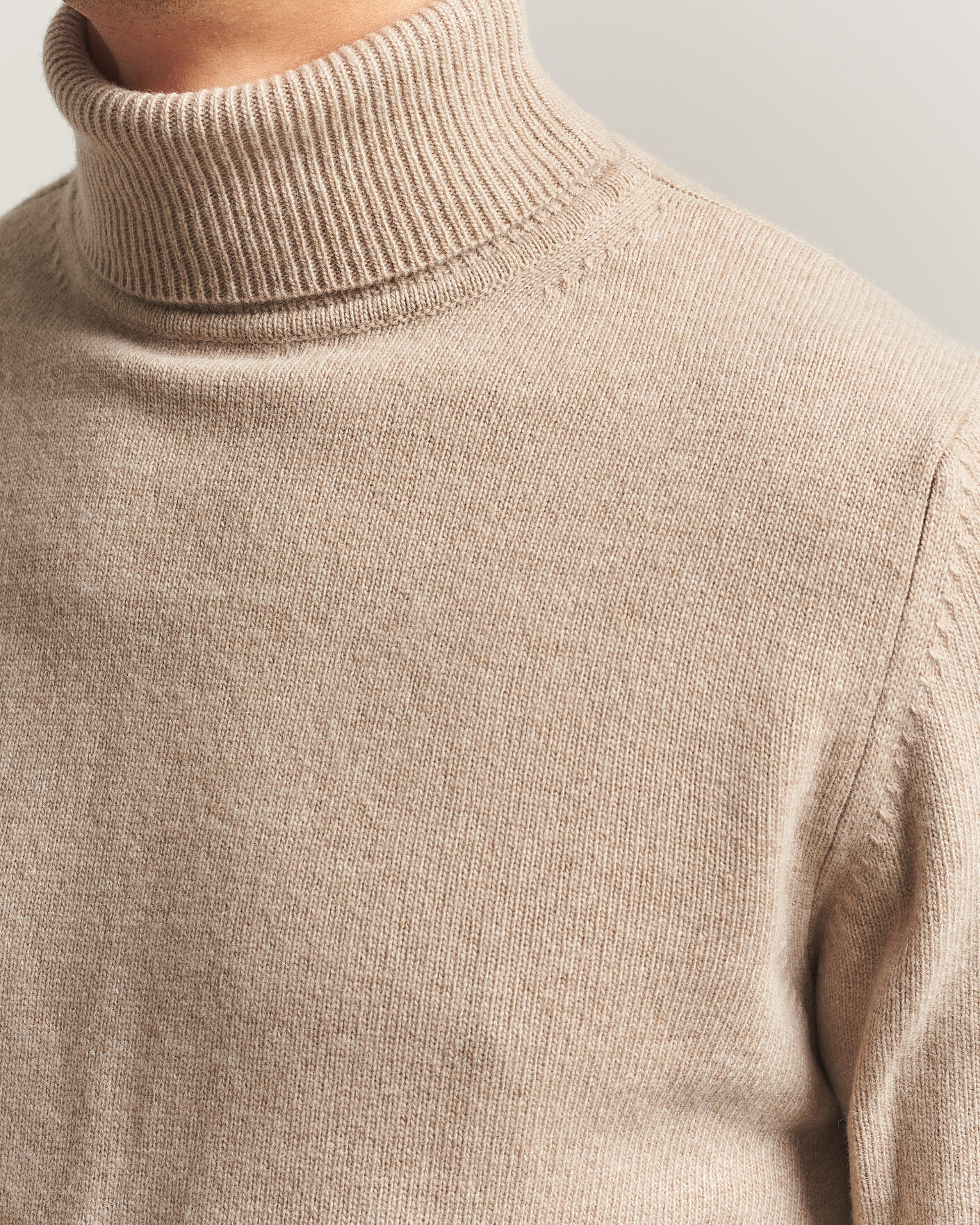 Herren | Pullover | Stenströms | Brushed Merino Rollneck Beige