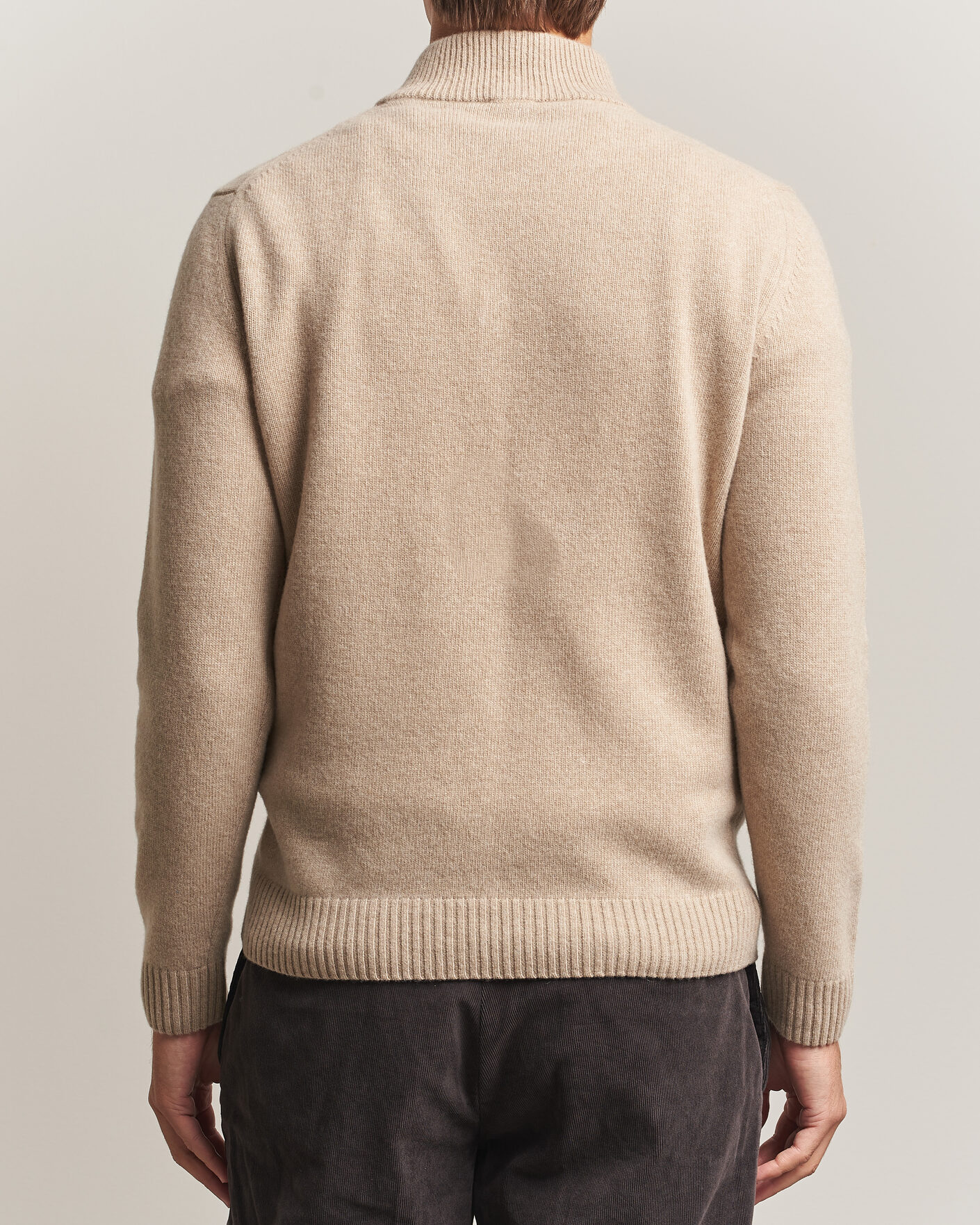 Herren | Pullover | Stenströms | Brushed Merino Half-Zip Beige