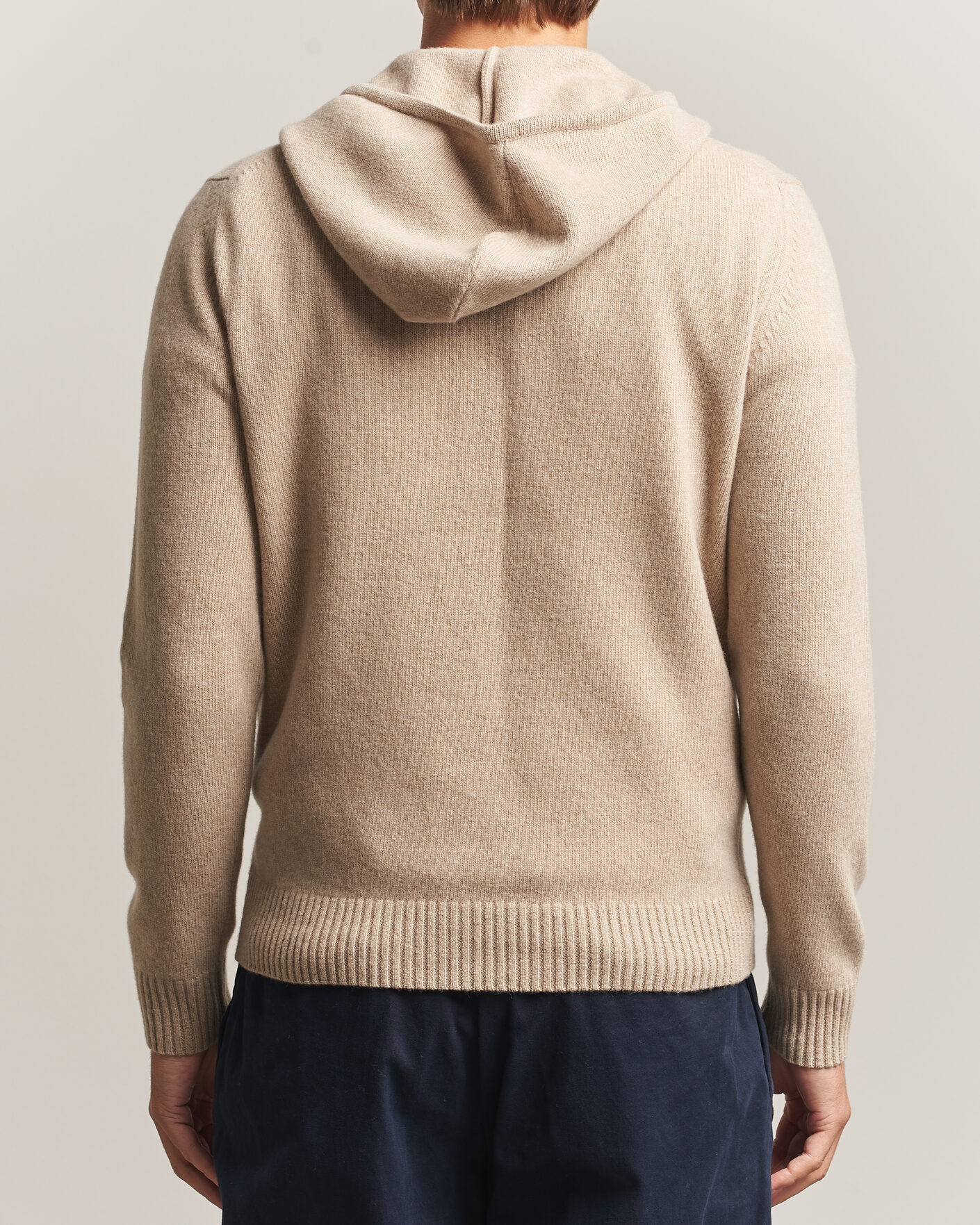Herren | Pullover | Stenströms | Brushed Merino Full-Zip Hood Beige