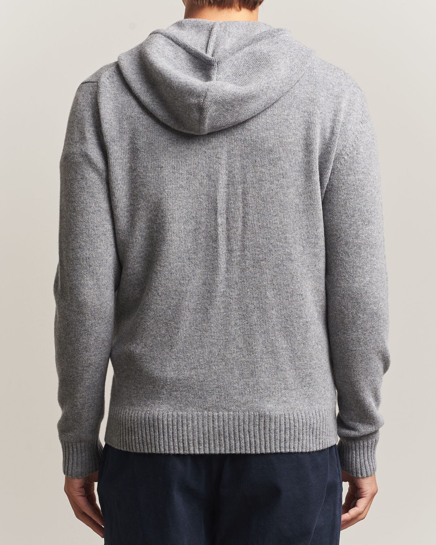 Herren | Pullover | Stenströms | Brushed Merino Full-Zip Hood Grey