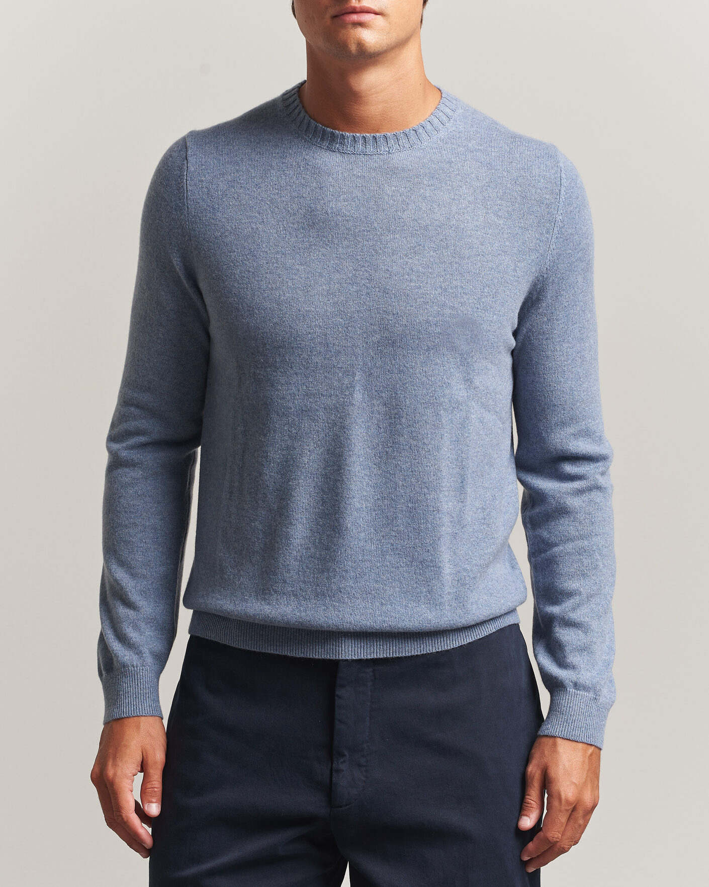 Herren | Pullover | Stenströms | Cashmere Crewneck Light Blue