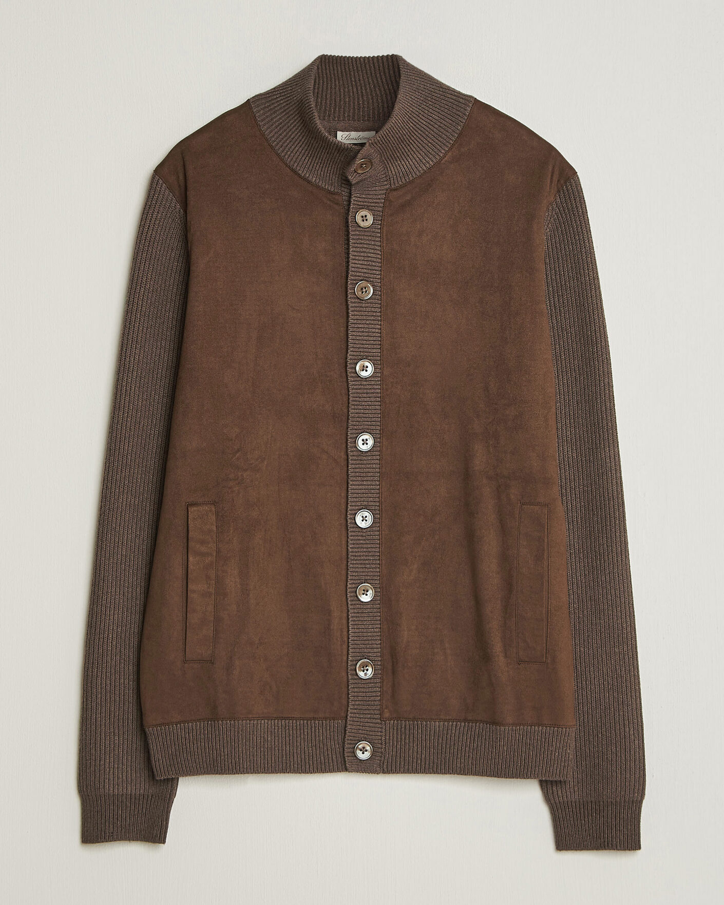Herren | Pullover | Stenströms | Knitted Hybrid Alcantara Jacket Brown