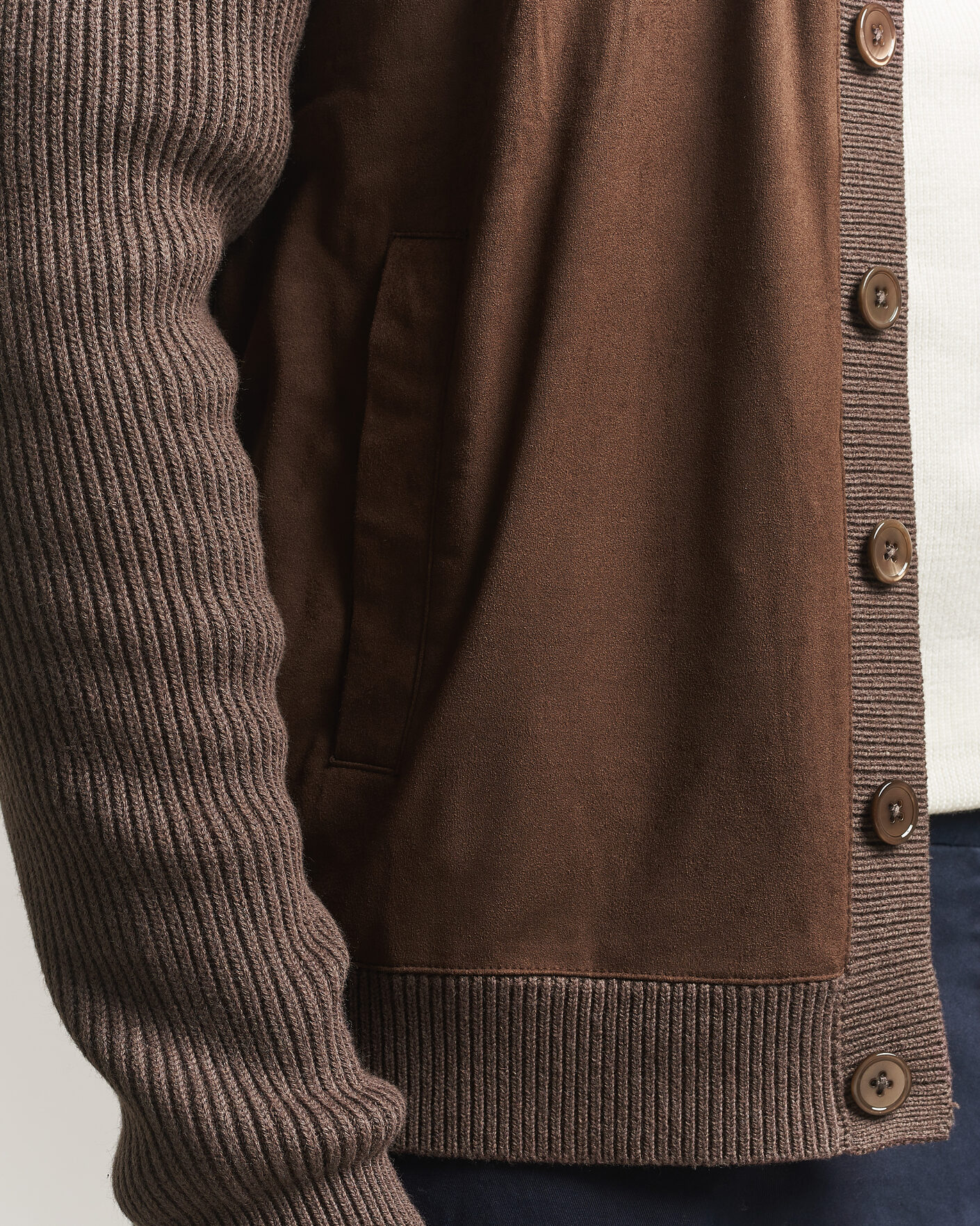 Herren | Pullover | Stenströms | Knitted Hybrid Alcantara Jacket Brown