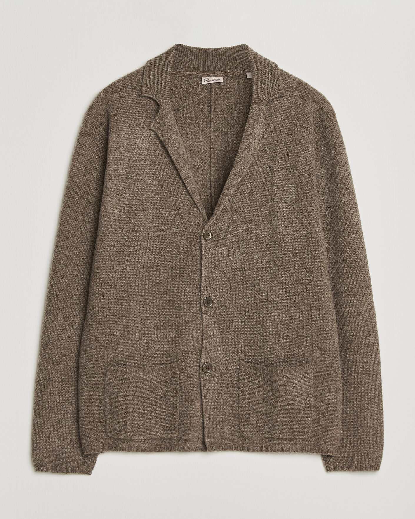 Herren | Pullover | Stenströms | Knitted Yak/Merino Cardigan Blazer Brown