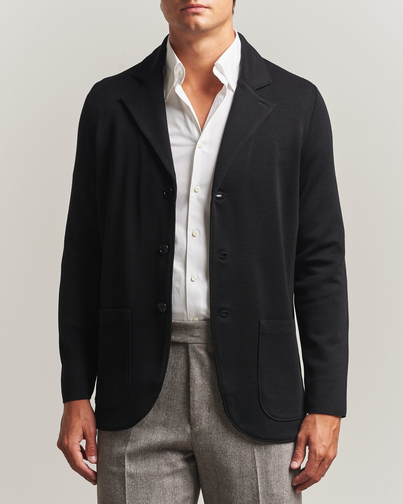 Herren | Sakkos | Stenströms | Milano Knitted Merino Blazer Black