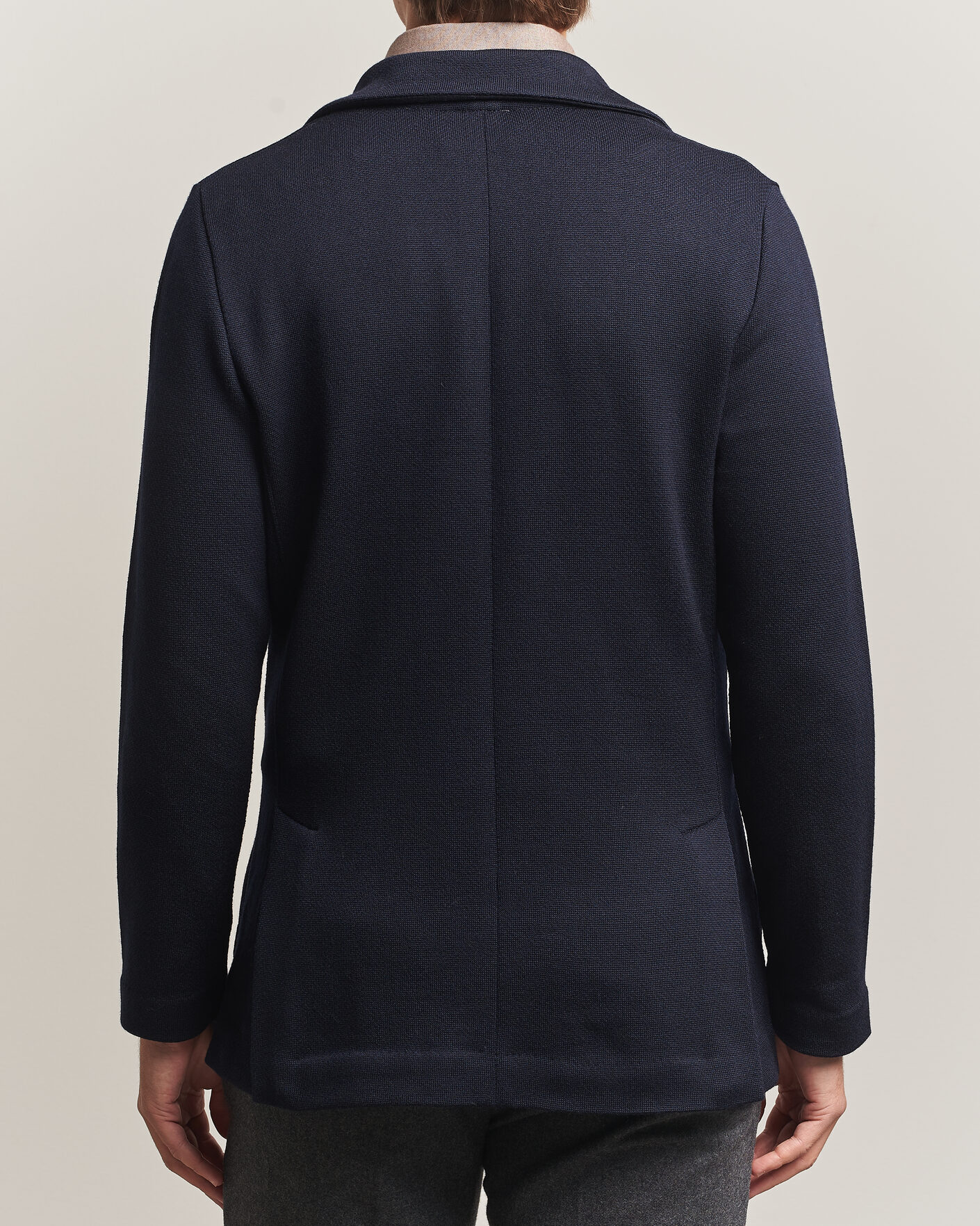 Herren | Sakkos | Stenströms | Knitted Herringbone DB Wool Blazer Navy