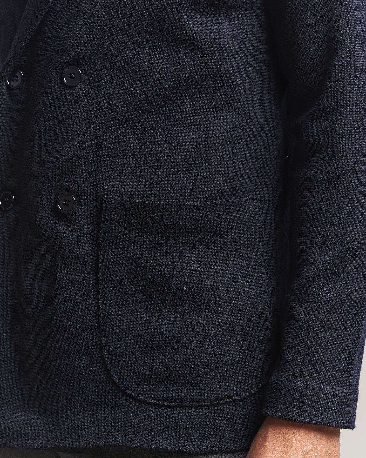 Herren | Sakkos | Stenströms | Knitted Herringbone DB Wool Blazer Navy