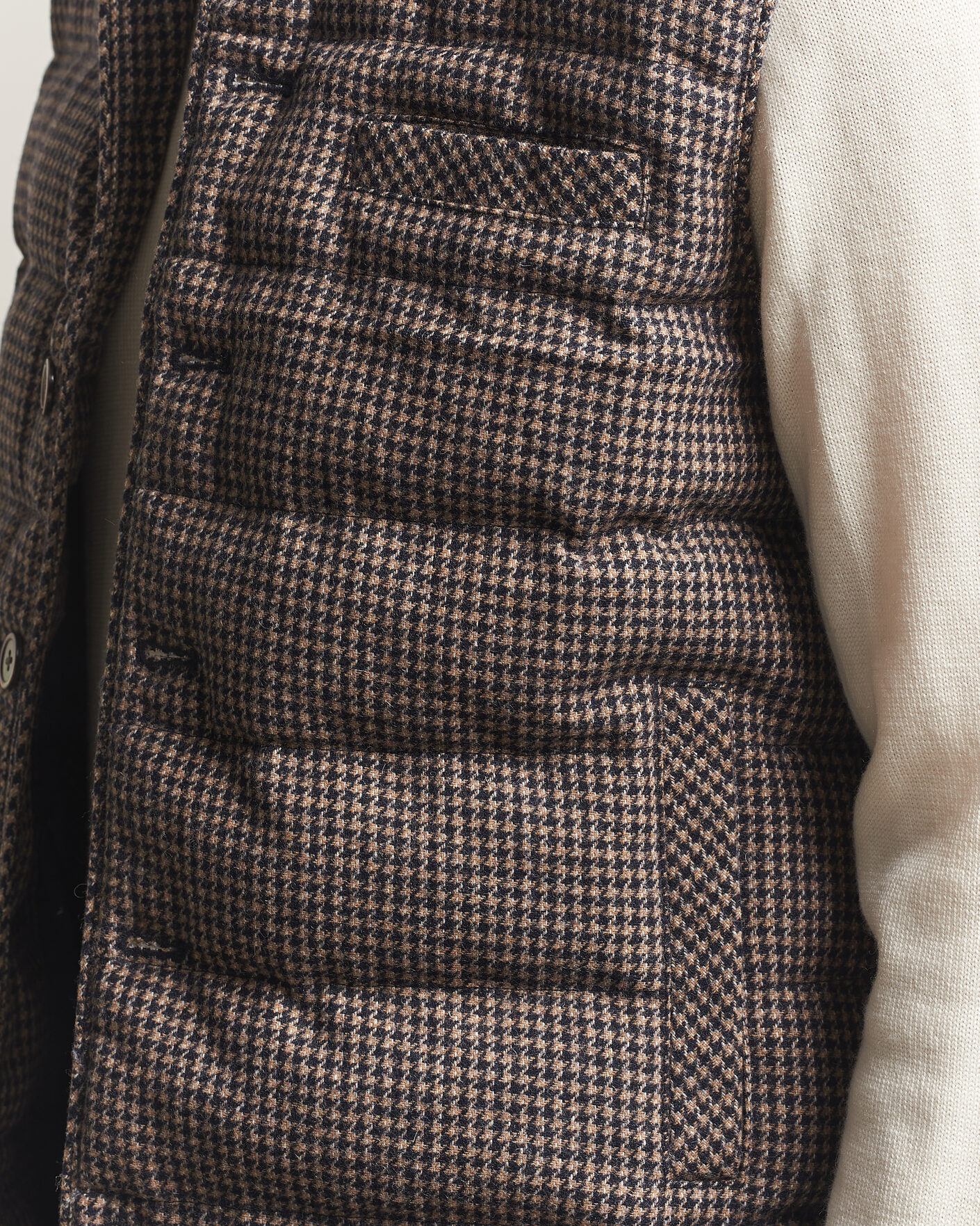 Herren | Westen | Stenströms | Padded Houndstooth Wool Vest Brown
