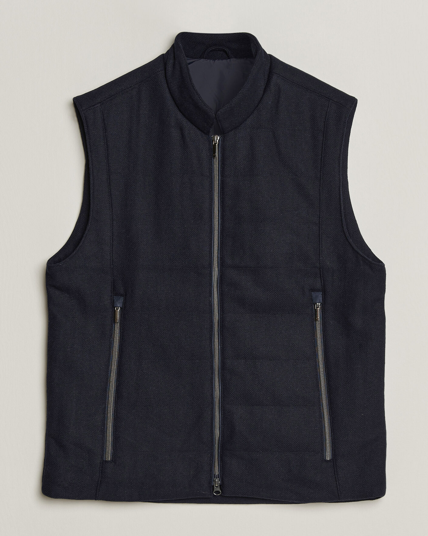 Herren | Westen | Stenströms | Wool Alcantara Detail Light Padded Vest Navy