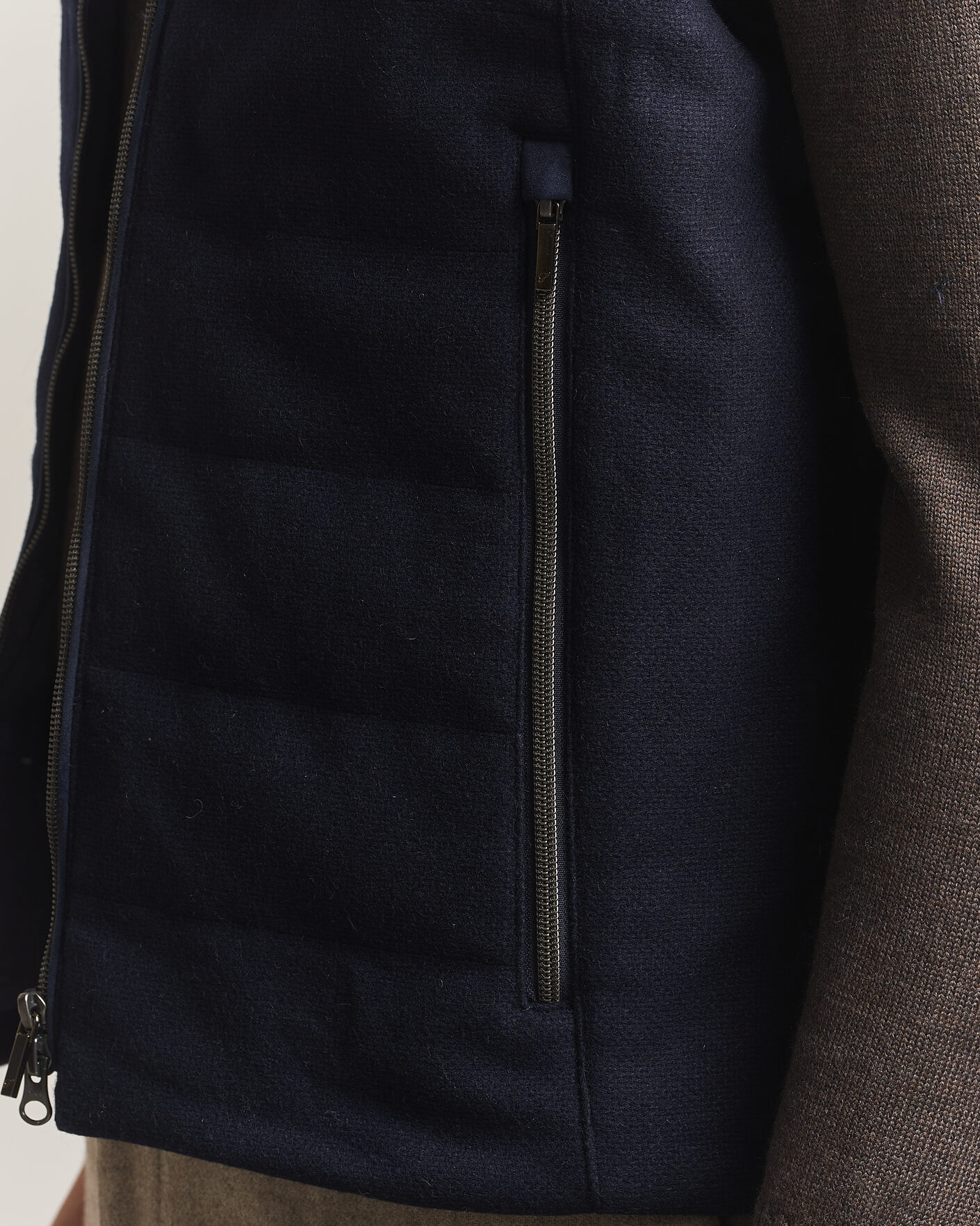 Herren | Westen | Stenströms | Wool Alcantara Detail Light Padded Vest Navy