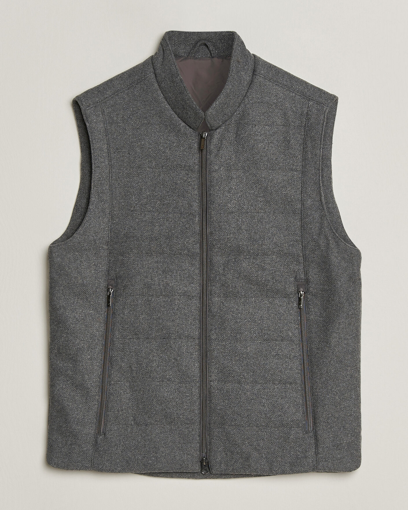 Herren | Westen | Stenströms | Wool Alcantara Detail Light Padded Vest Grey