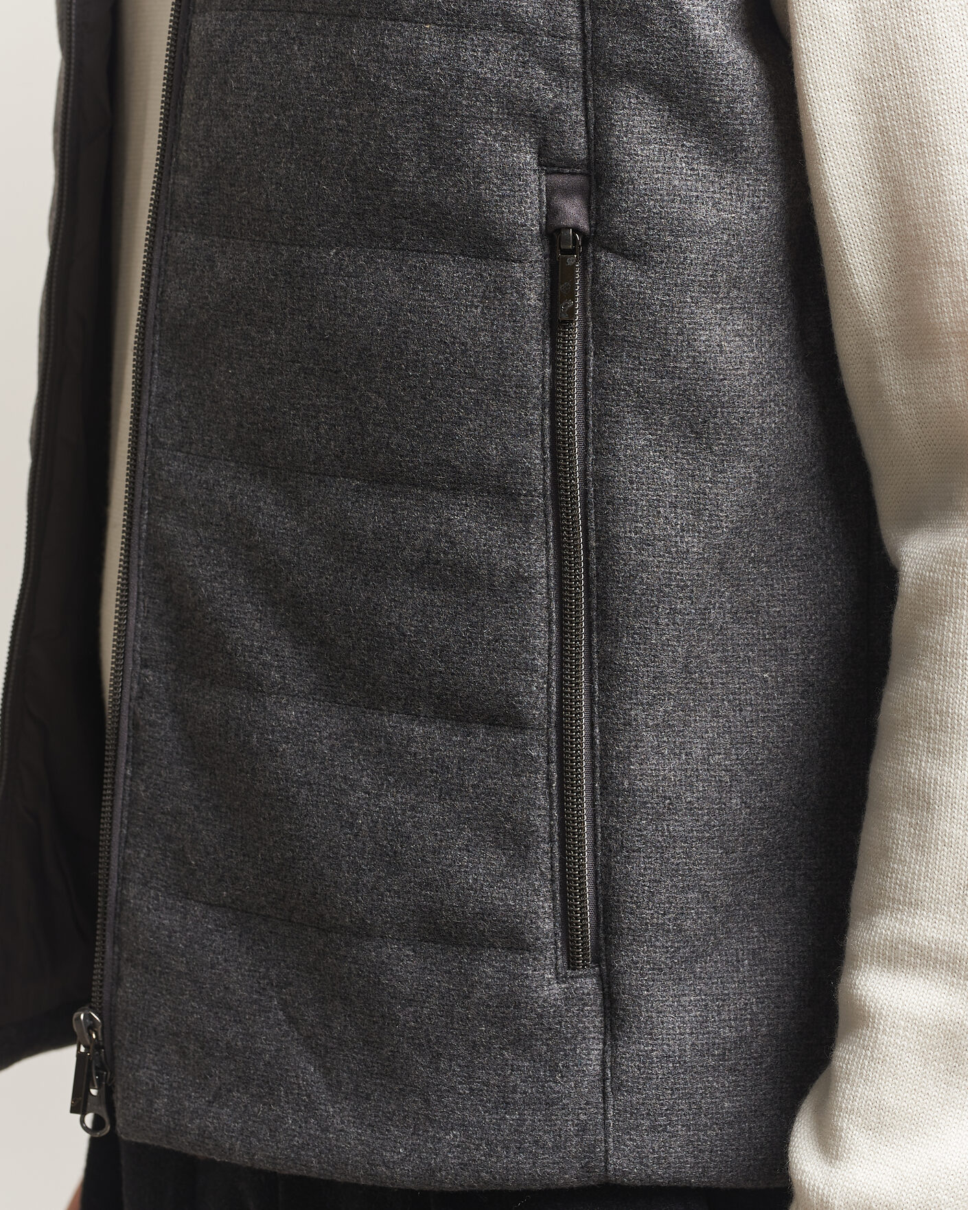 Herren | Westen | Stenströms | Wool Alcantara Detail Light Padded Vest Grey
