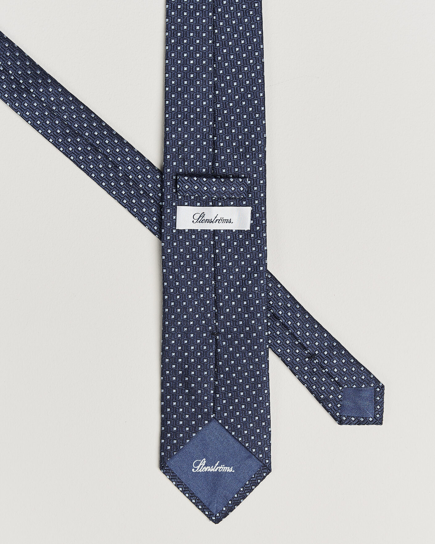 Herren | Krawatten | Stenströms | Woven Silk Dot Tie 7,5cm Navy
