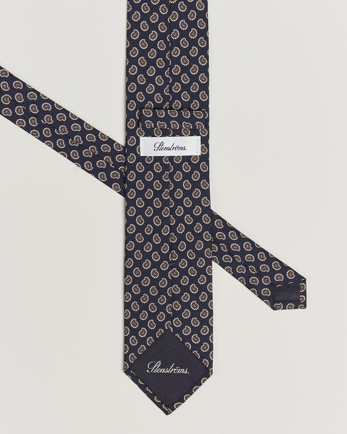 Herren | Krawatten | Stenströms | Printed Silk Paisley Tie 7,5cm Blue