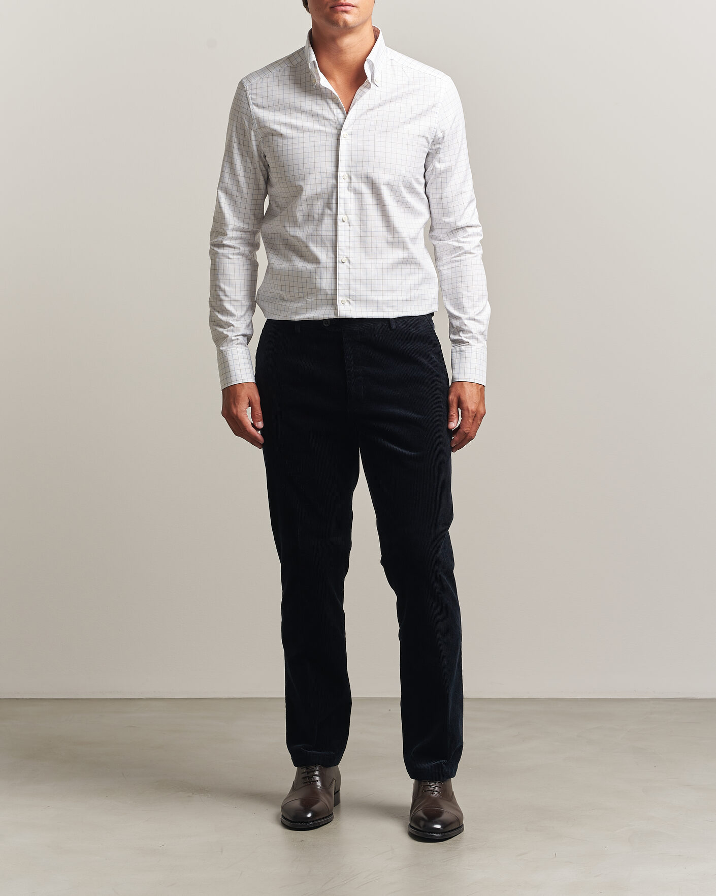 Herren | Hemden | Stenströms | Slimline Oxford Tattersall Shirt White