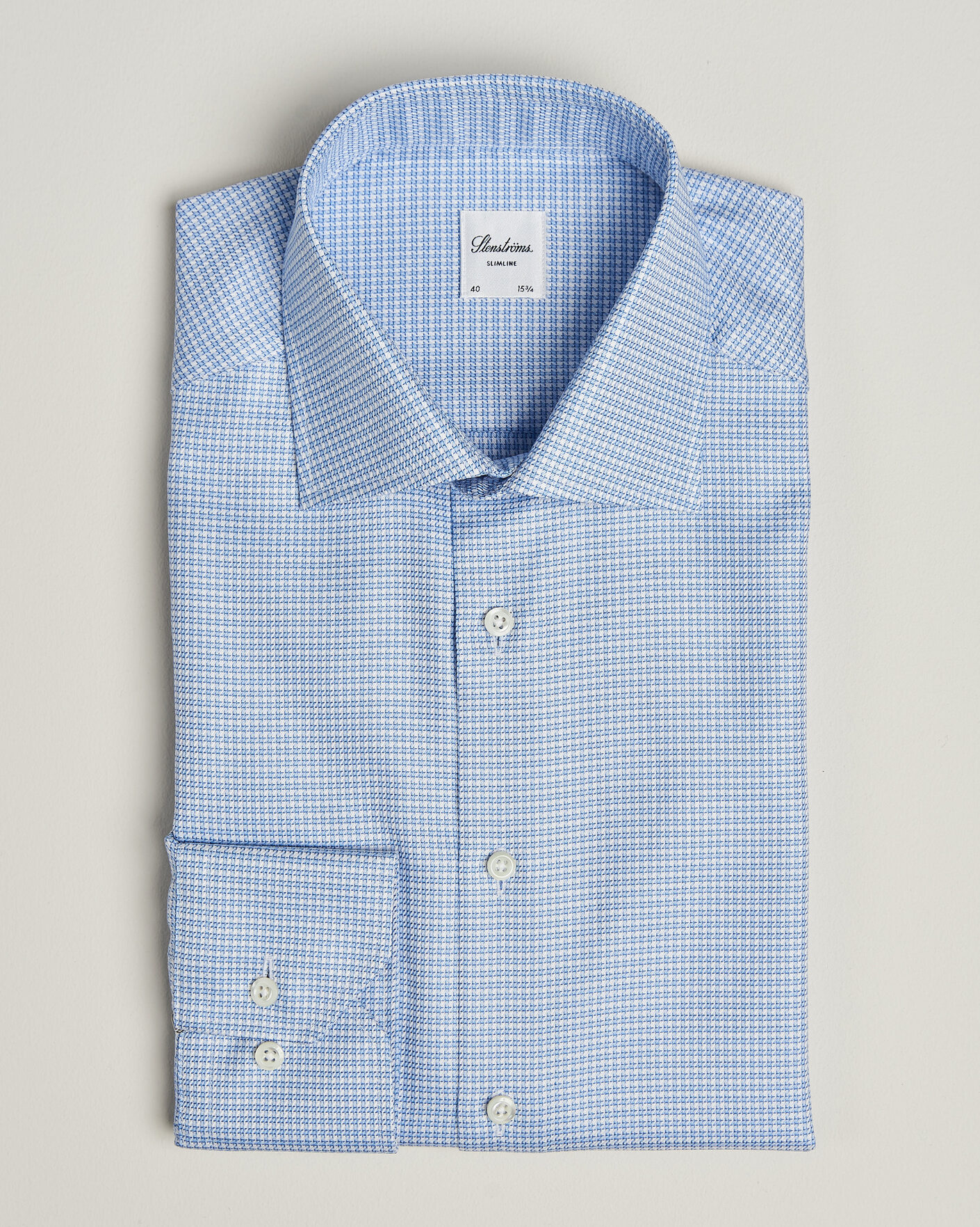 Herren | Hemden | Stenströms | Slimline Twofold Houndstooth Shirt Blue