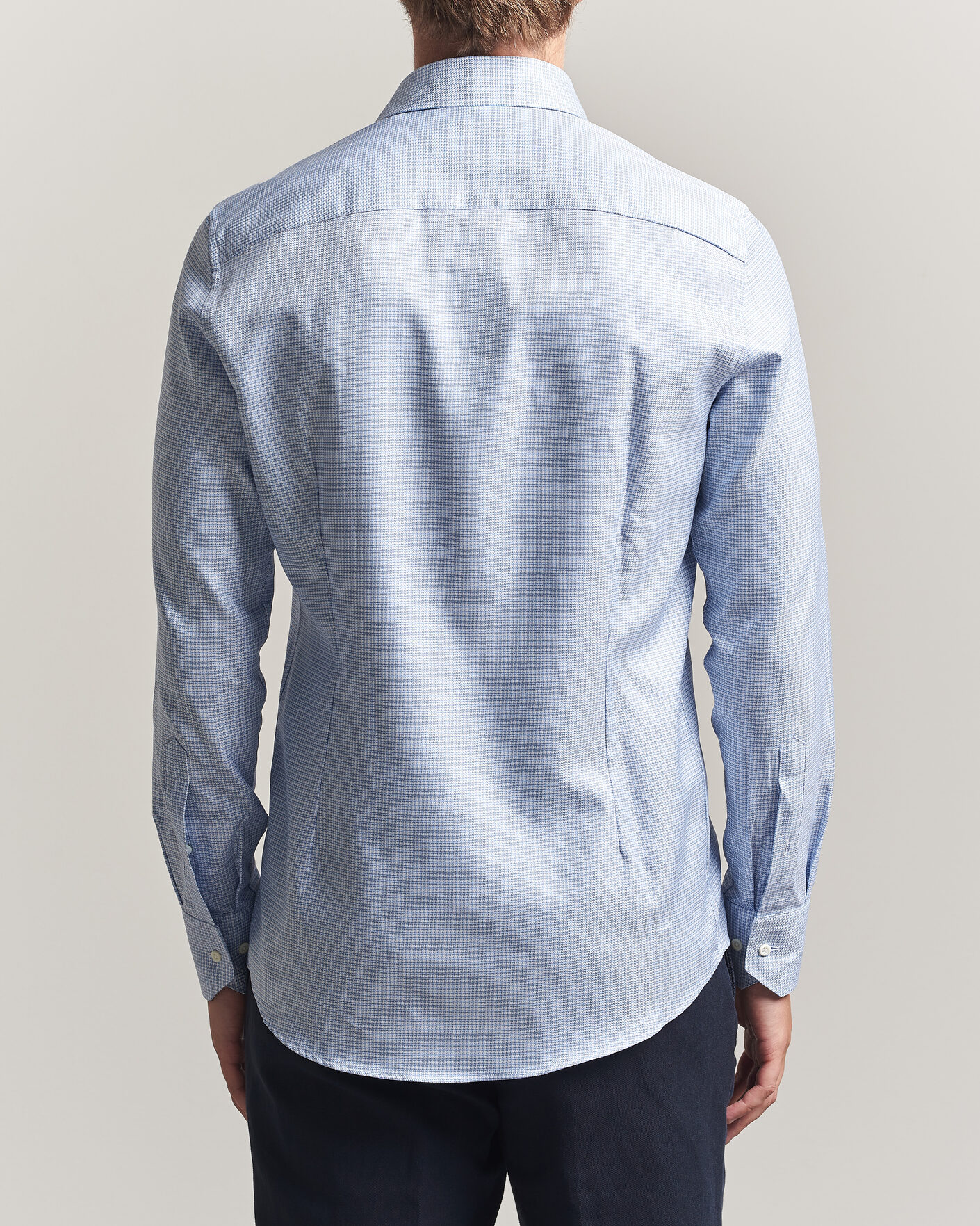 Herren | Hemden | Stenströms | Slimline Twofold Houndstooth Shirt Blue