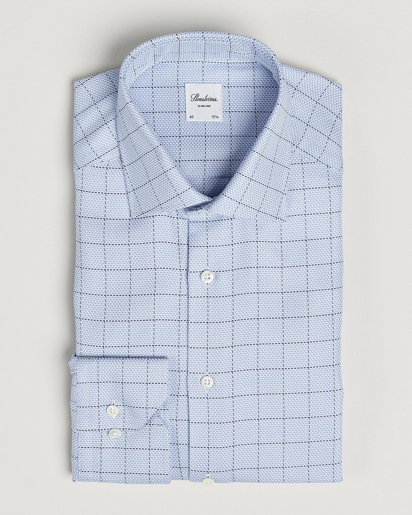 Herren | Hemden | Stenströms | Slimline Twofold Structure Check Shirt Blue