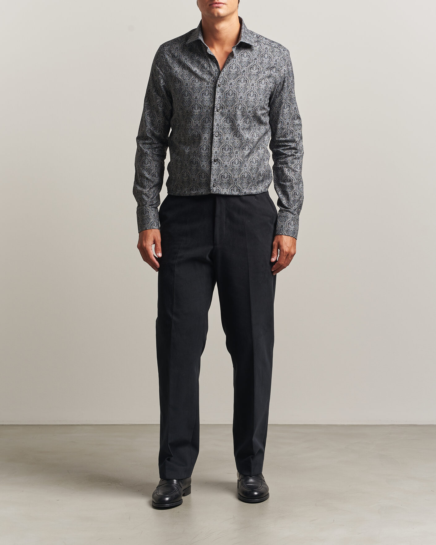 Herren | Hemden | Stenströms | Slimline Paisley Print Cut Away Shirt Grey