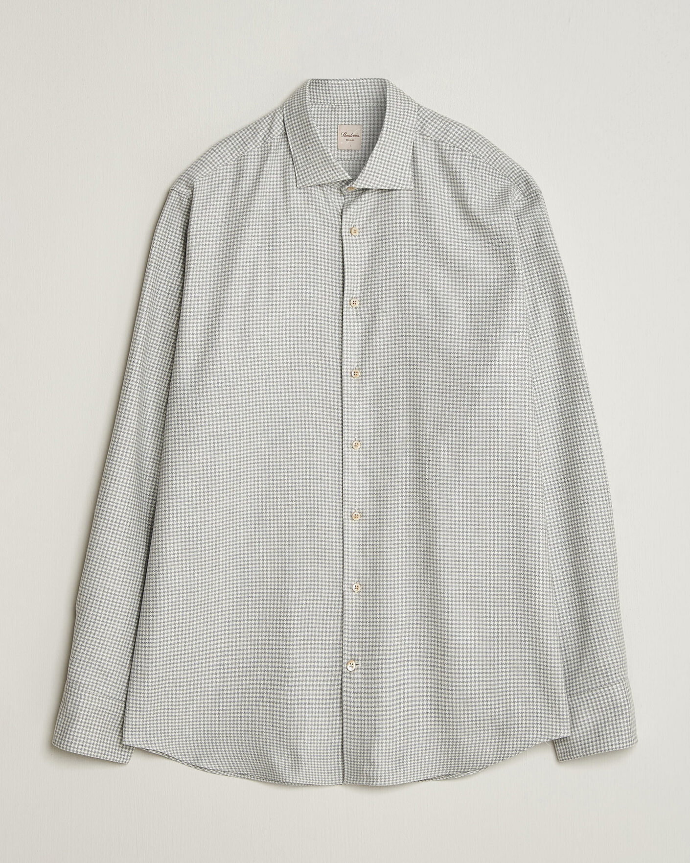 Herren | Hemden | Stenströms | Regular Fit Houndstooth Flannel Shirt Grey