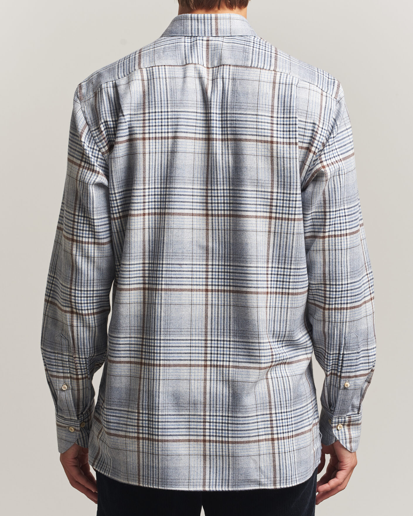 Herren | Hemden | Stenströms | Regular Fit Front Pocket Flannel Shirt Blue