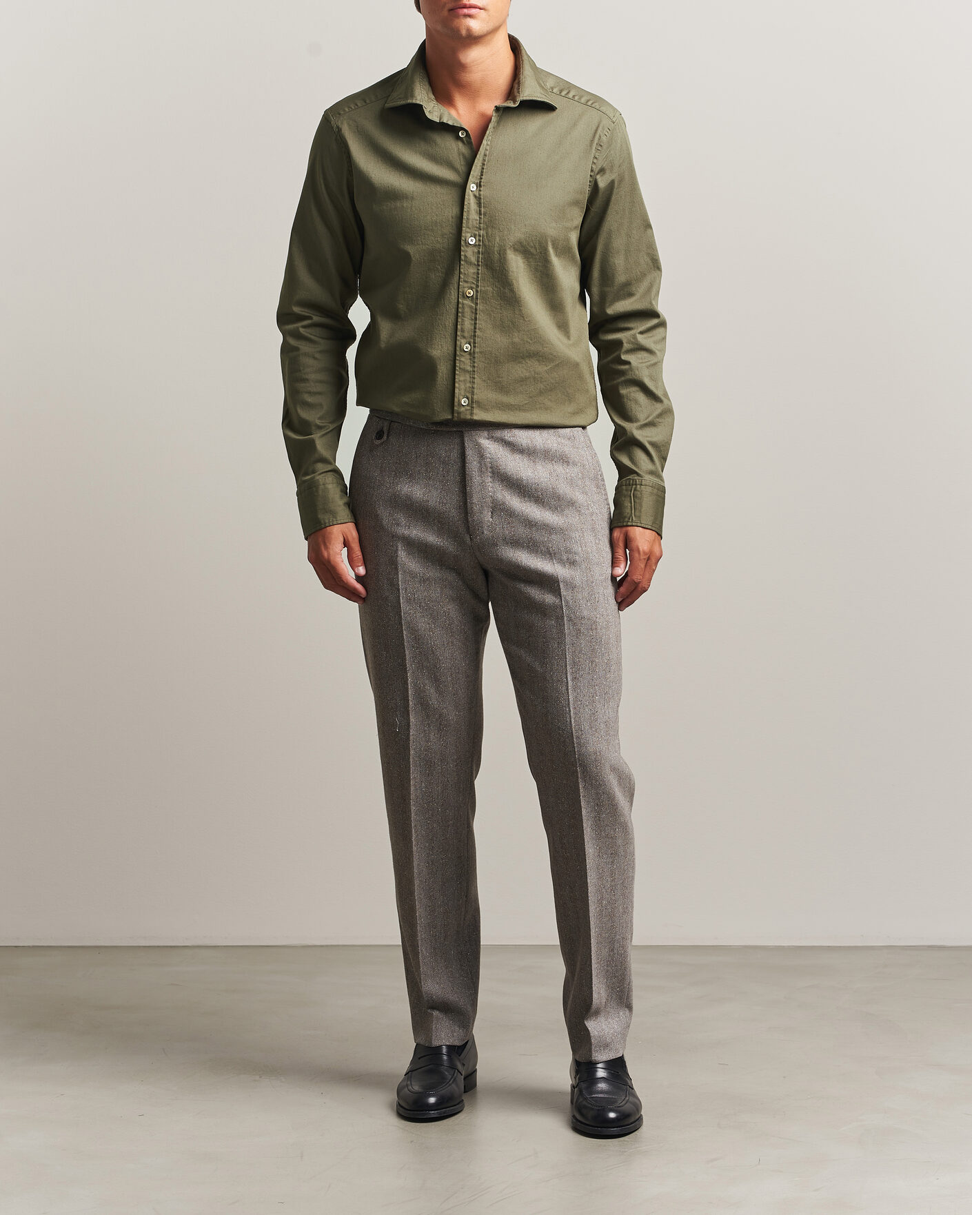 Herren | Hemden | Stenströms | Slimline Garment Washed Shirt Green Denim